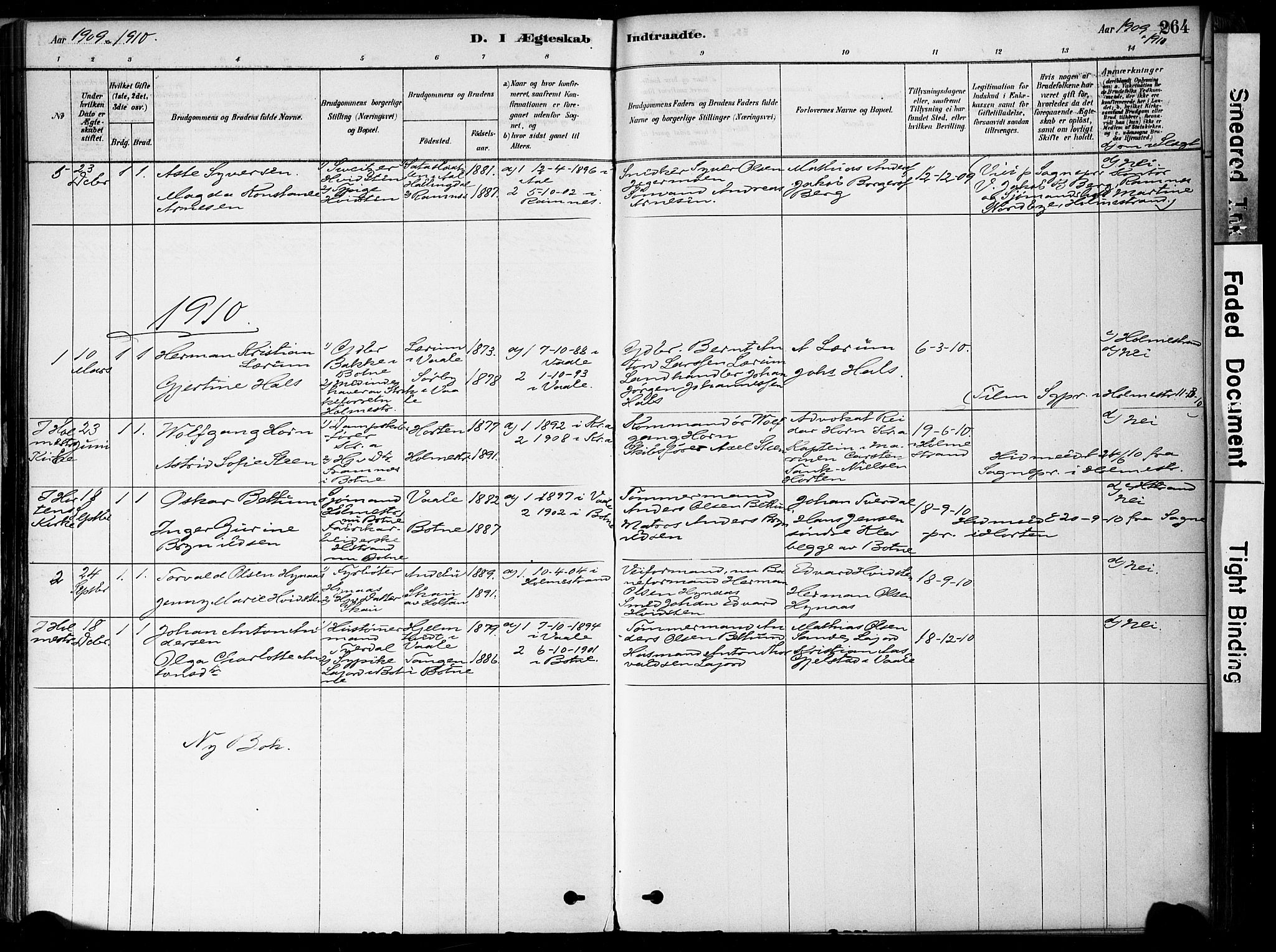Botne kirkebøker, SAKO/A-340/F/Fa/L0007: Parish register (official) no. I 7, 1878-1910, p. 264