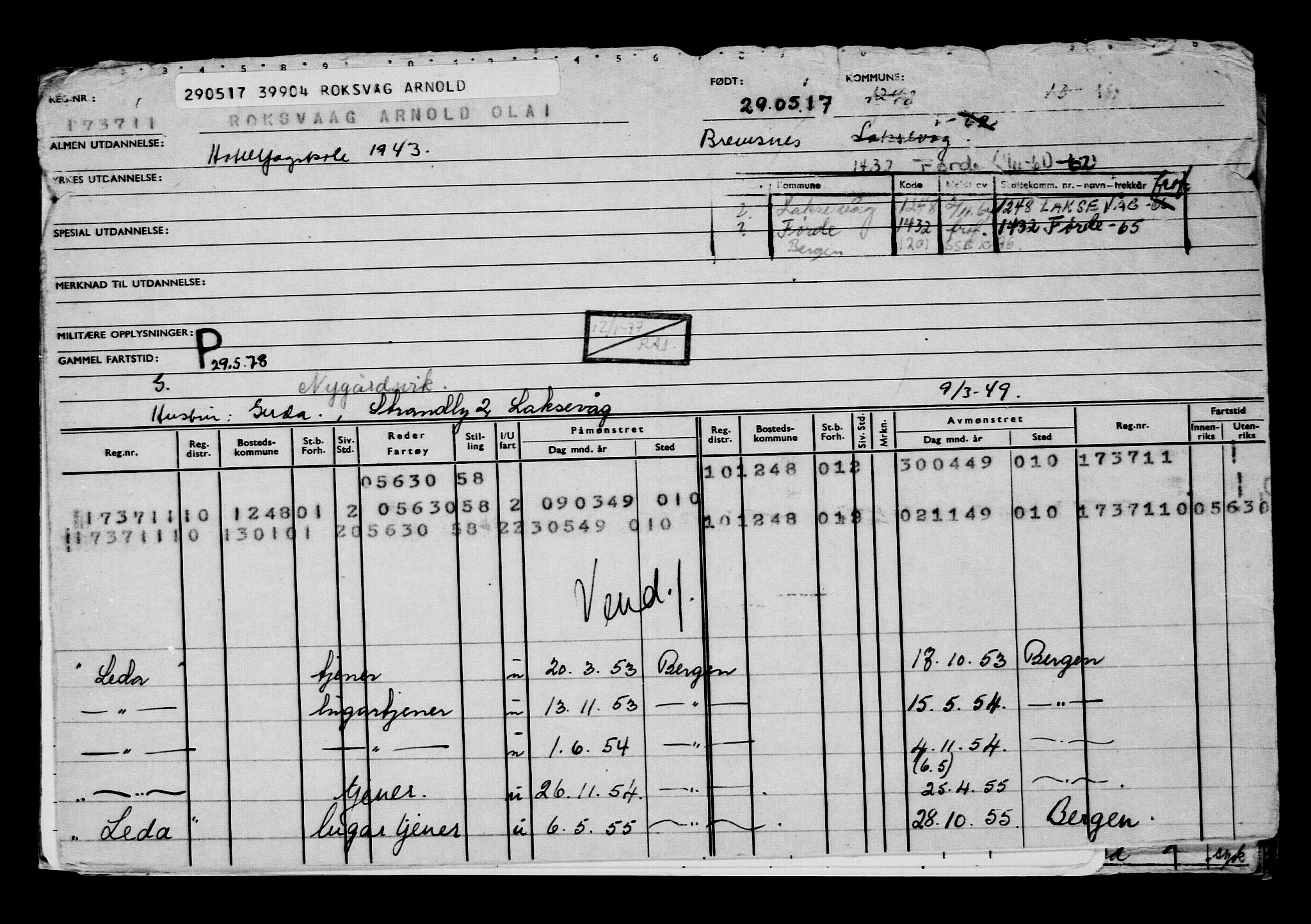 Direktoratet for sjømenn, AV/RA-S-3545/G/Gb/L0148: Hovedkort, 1917, p. 845