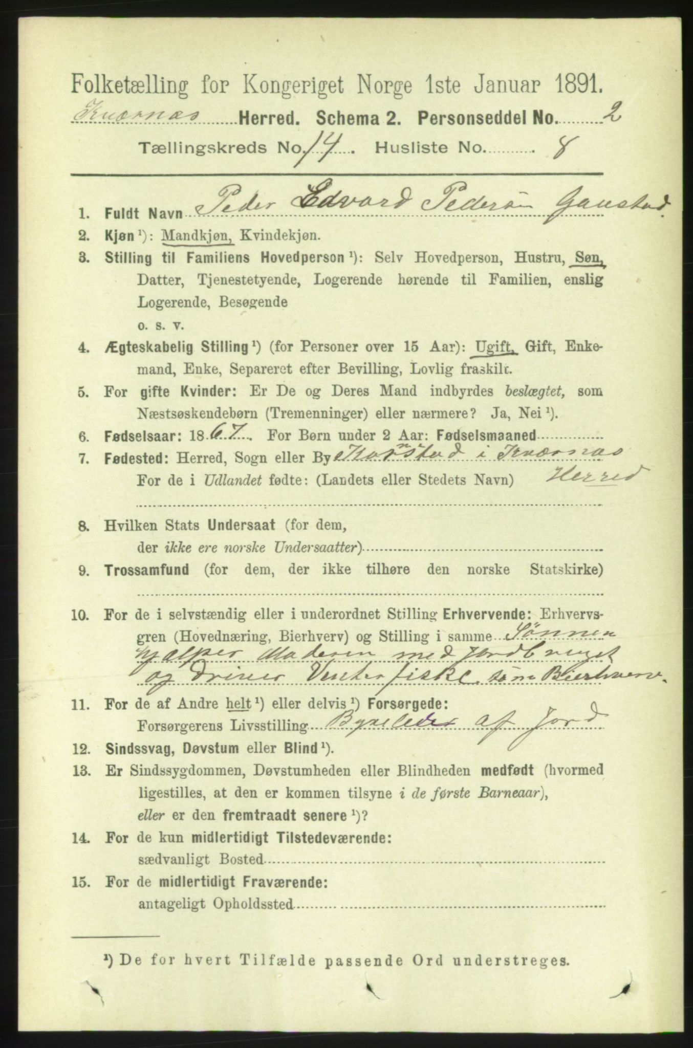 RA, 1891 census for 1553 Kvernes, 1891, p. 5768