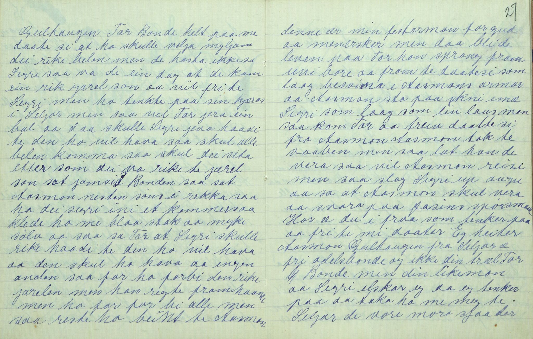 Rikard Berge, TEMU/TGM-A-1003/F/L0007/0024: 251-299 / 274 Uppskriftir av Gunhild Kivle. Viser, segner, eventyr, 1915, p. 26-27
