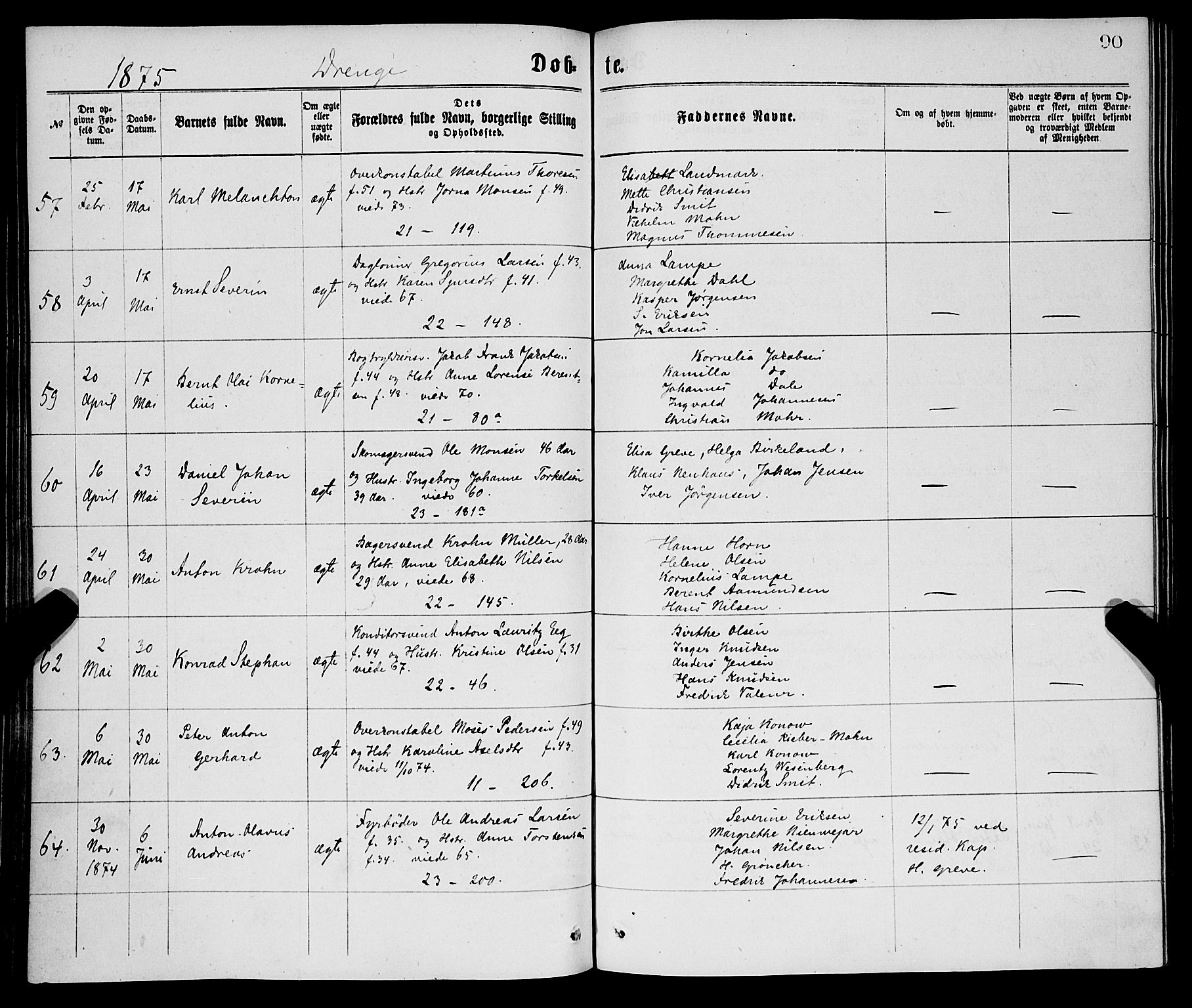 Korskirken sokneprestembete, AV/SAB-A-76101/H/Haa/L0020: Parish register (official) no. B 6, 1871-1878, p. 90