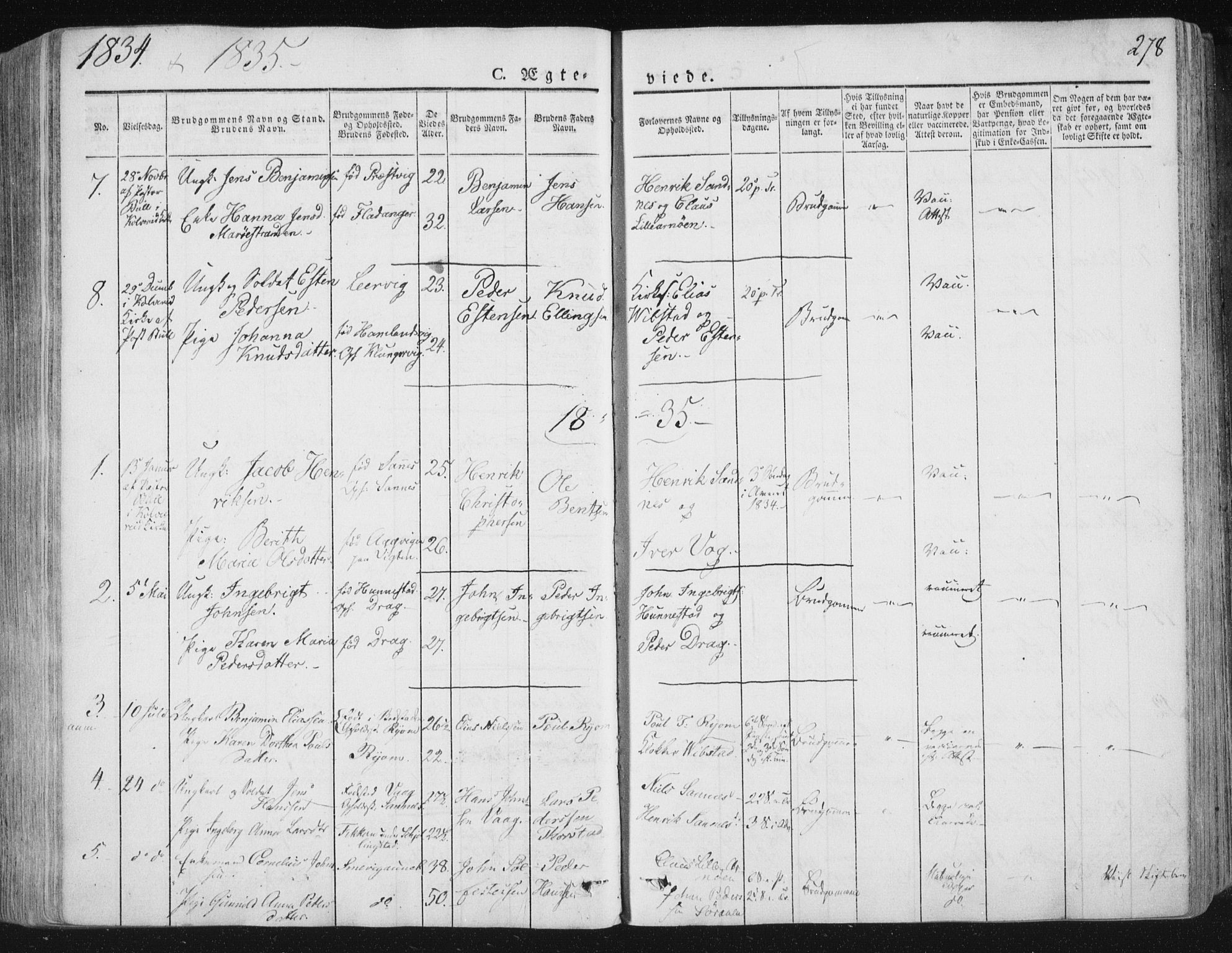 Ministerialprotokoller, klokkerbøker og fødselsregistre - Nord-Trøndelag, SAT/A-1458/784/L0669: Parish register (official) no. 784A04, 1829-1859, p. 278