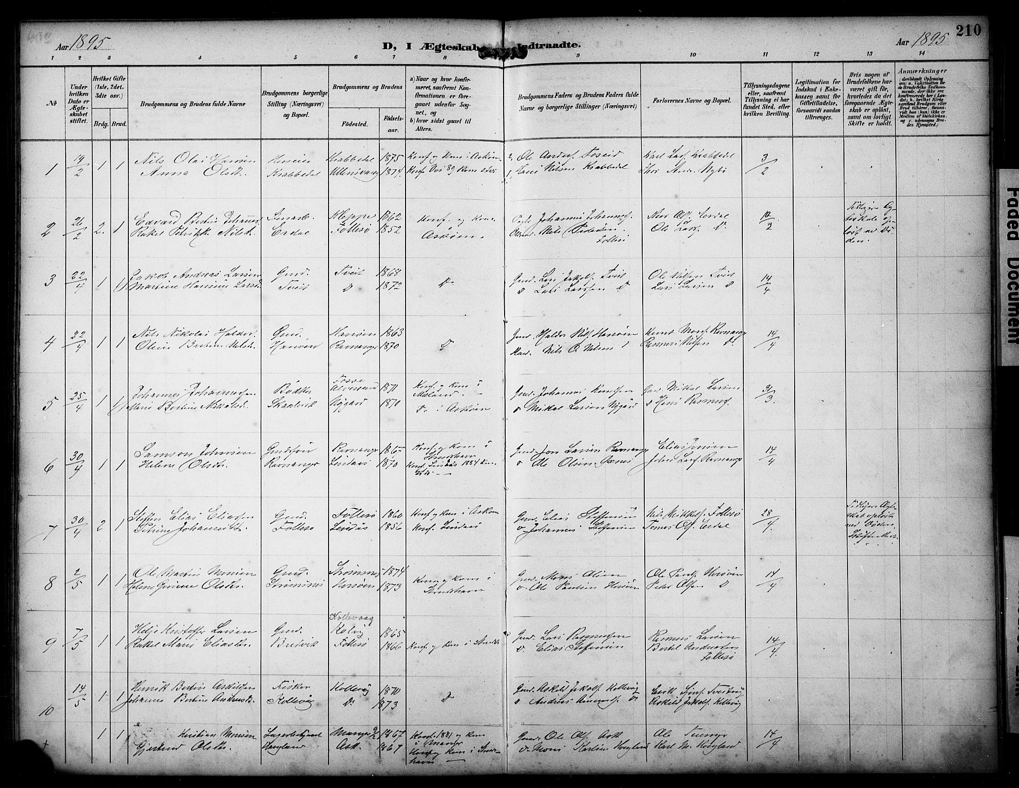 Askøy Sokneprestembete, SAB/A-74101/H/Ha/Hab/Haba/L0009: Parish register (copy) no. A 9, 1894-1903, p. 210
