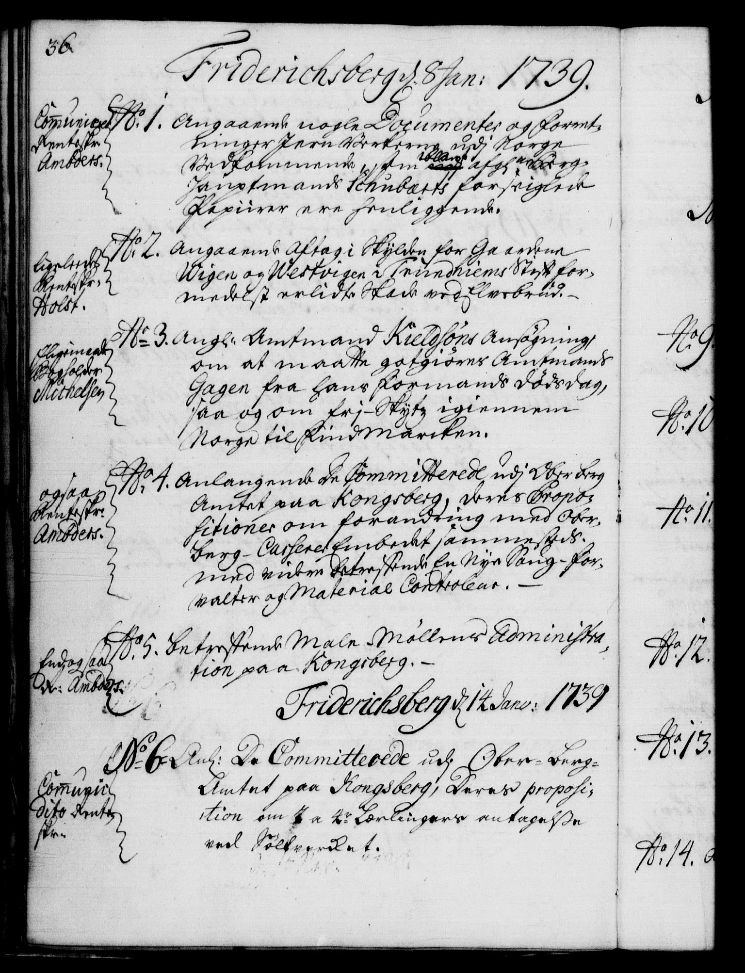 Rentekammeret, Kammerkanselliet, RA/EA-3111/G/Gf/Gfb/L0004: Register til norske relasjons- og resolusjonsprotokoller (merket RK 52.99), 1736-1743, p. 36