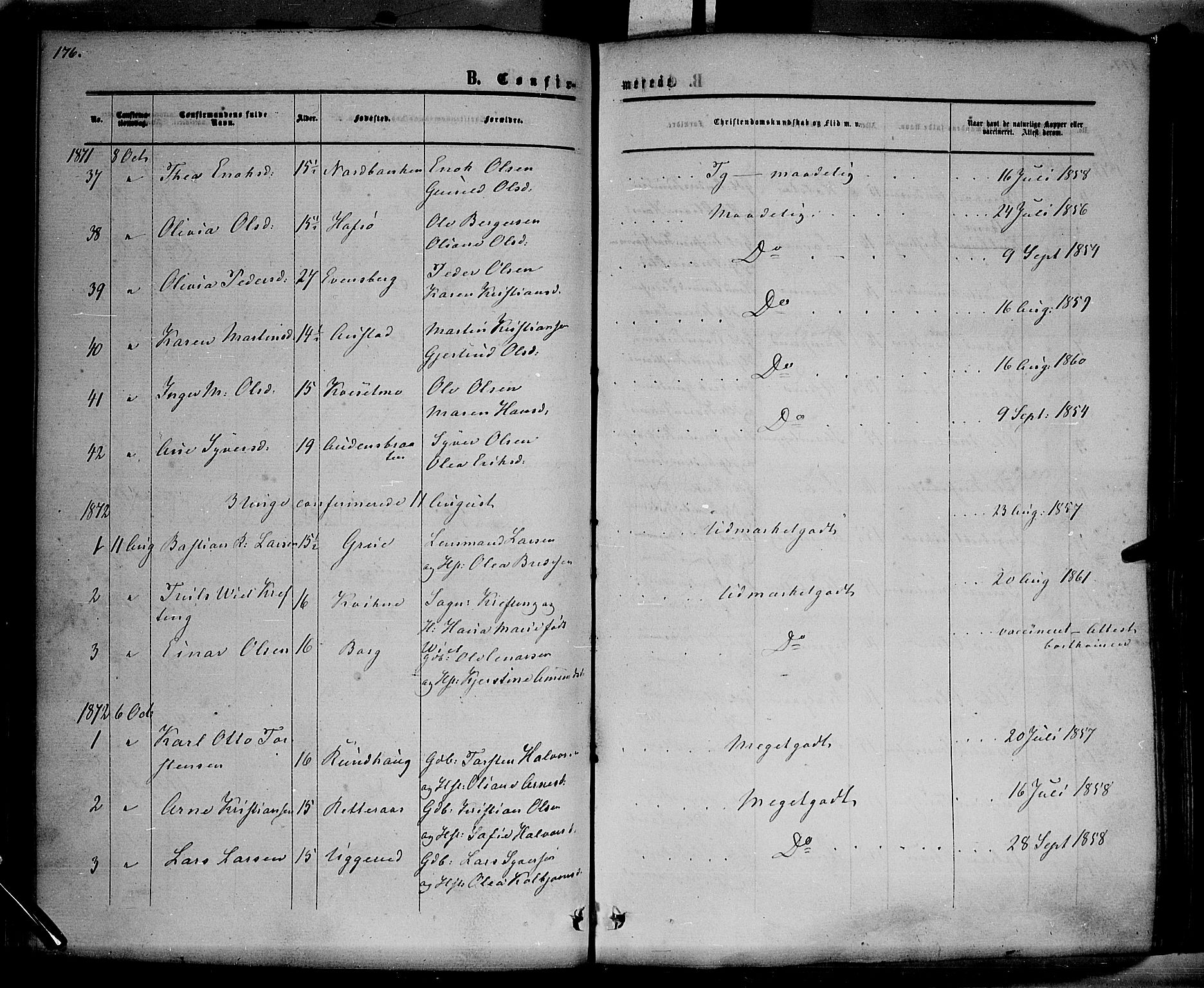 Hof prestekontor, SAH/PREST-038/H/Ha/Haa/L0009: Parish register (official) no. 9, 1862-1877, p. 177