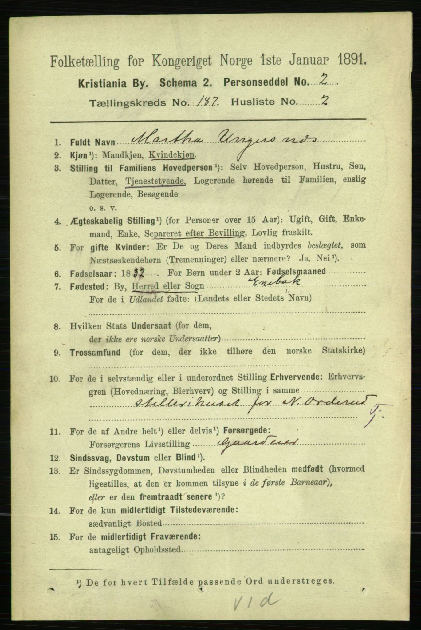 RA, 1891 census for 0301 Kristiania, 1891, p. 111988