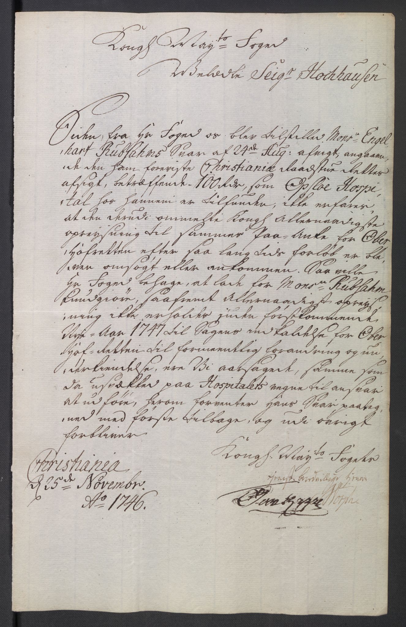 Oslo stiftsdireksjon, AV/SAO-A-11085/K/Kb/L0004/0006: Oslo Hospital / Forstanderen: Brev fra forstanderen til Hospitalets direksjon, 1752-1808, p. 9