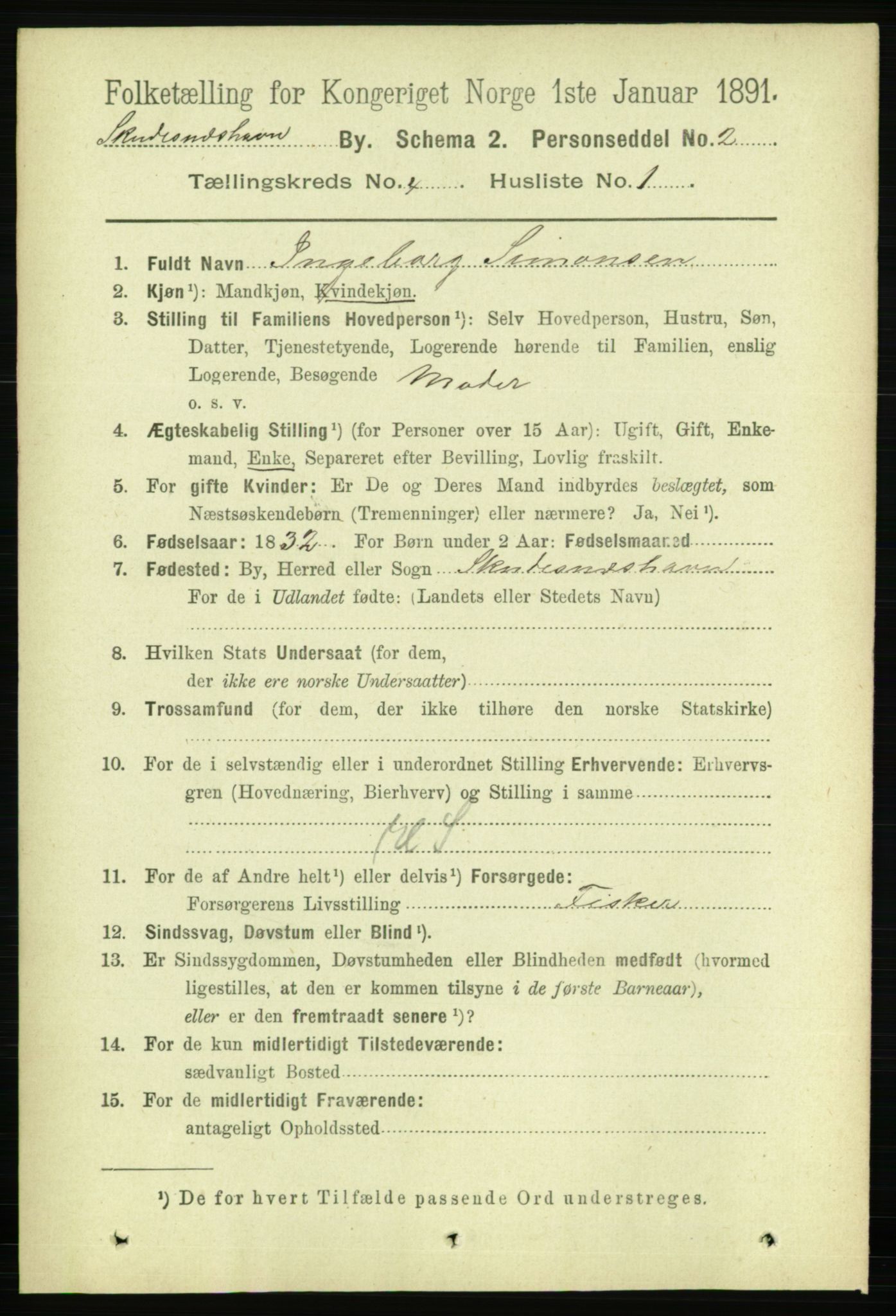 RA, 1891 census for 1104 Skudeneshavn, 1891, p. 1337