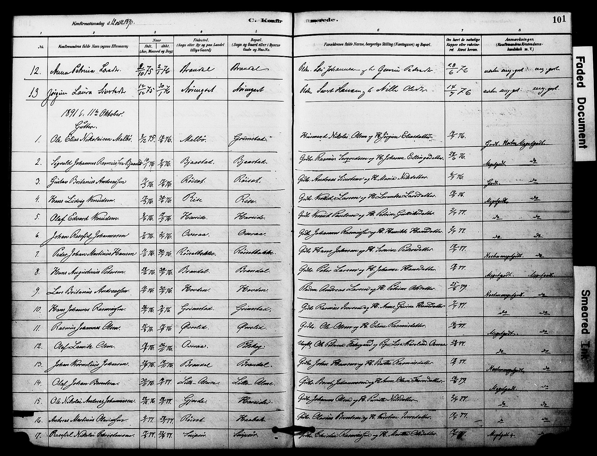 Ministerialprotokoller, klokkerbøker og fødselsregistre - Møre og Romsdal, SAT/A-1454/510/L0122: Parish register (official) no. 510A02, 1878-1897, p. 101