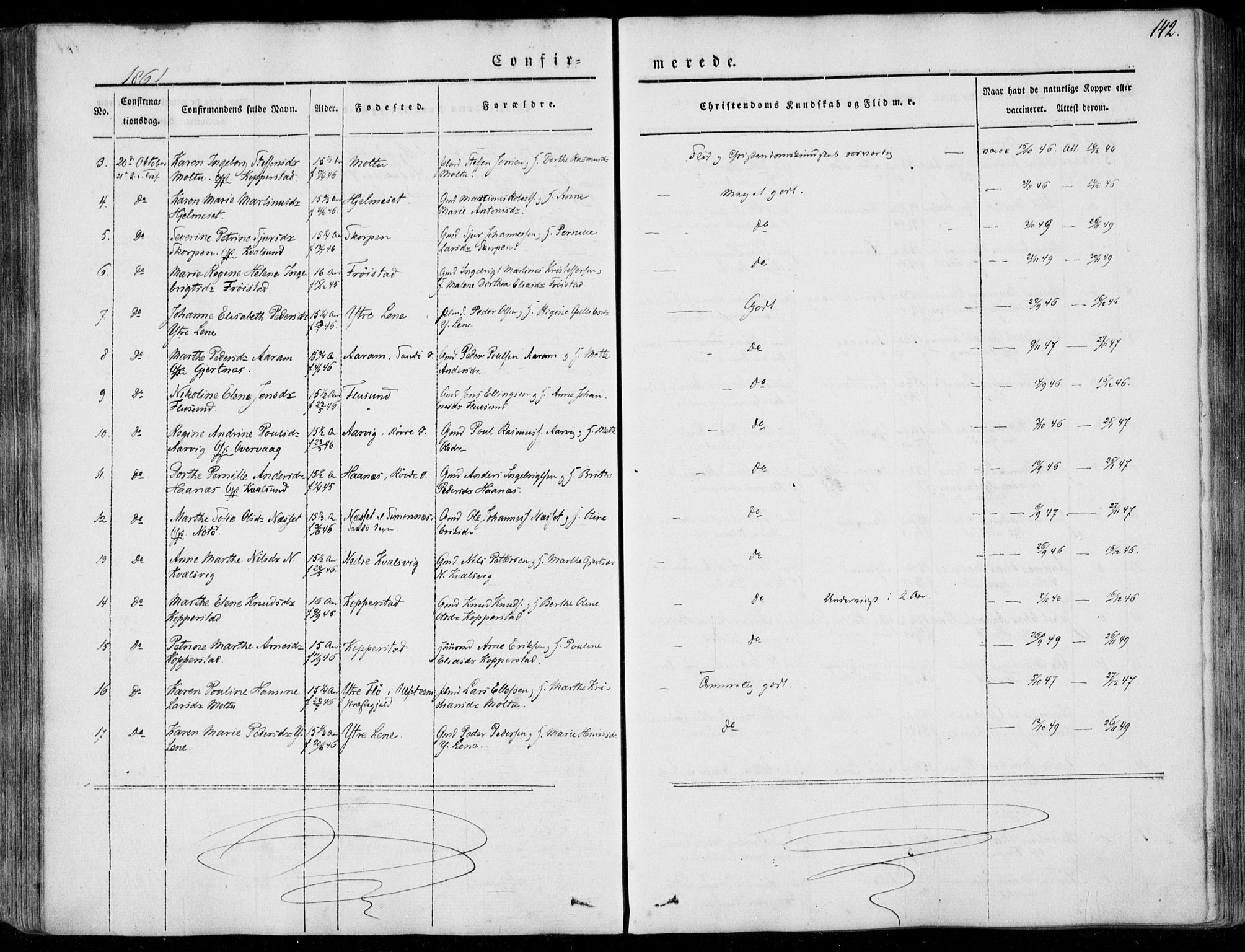 Ministerialprotokoller, klokkerbøker og fødselsregistre - Møre og Romsdal, AV/SAT-A-1454/507/L0070: Parish register (official) no. 507A05, 1842-1873, p. 142