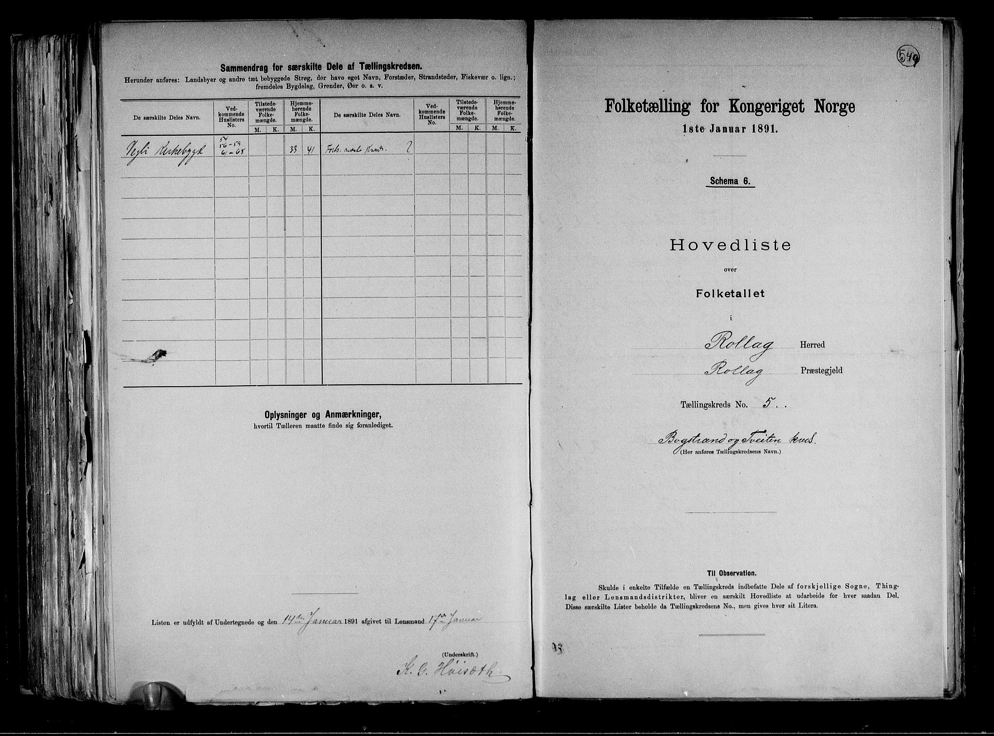 RA, 1891 census for 0632 Rollag, 1891, p. 13