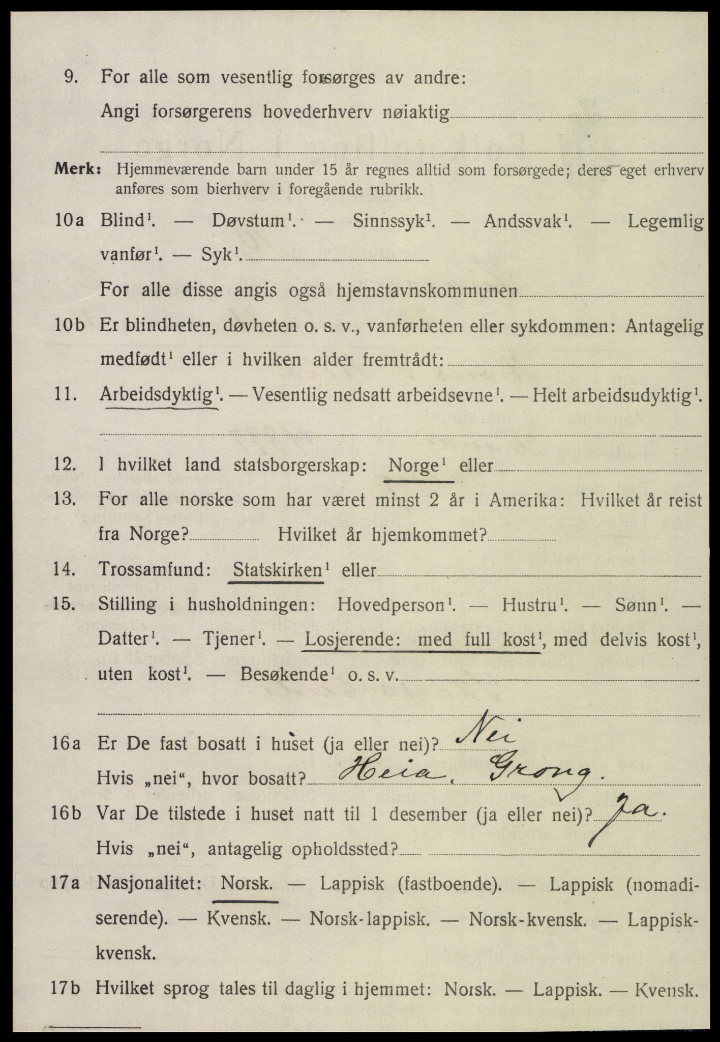 SAT, 1920 census for Snåsa, 1920, p. 1527