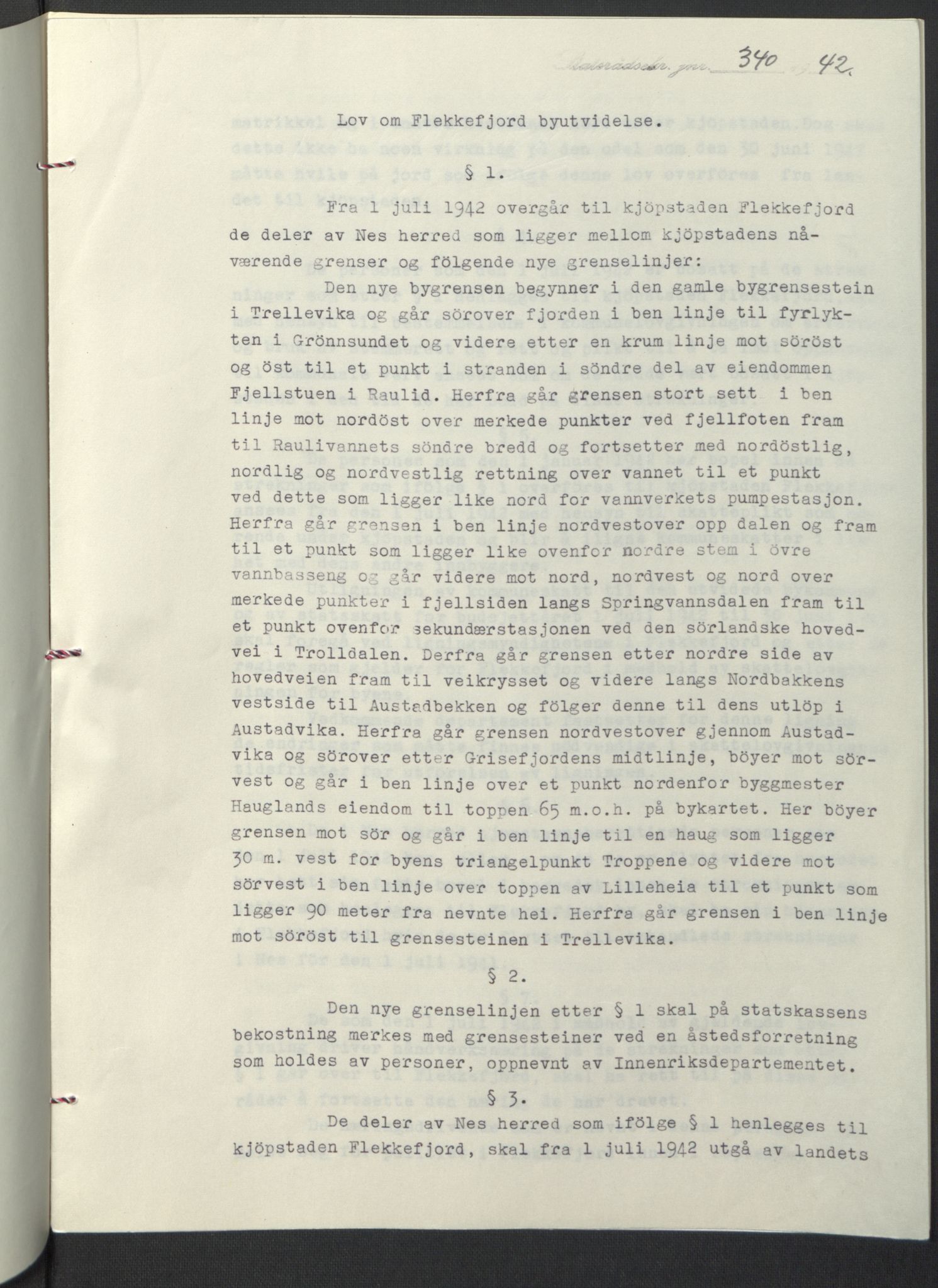 NS-administrasjonen 1940-1945 (Statsrådsekretariatet, de kommisariske statsråder mm), RA/S-4279/D/Db/L0097: Lover I, 1942, p. 219