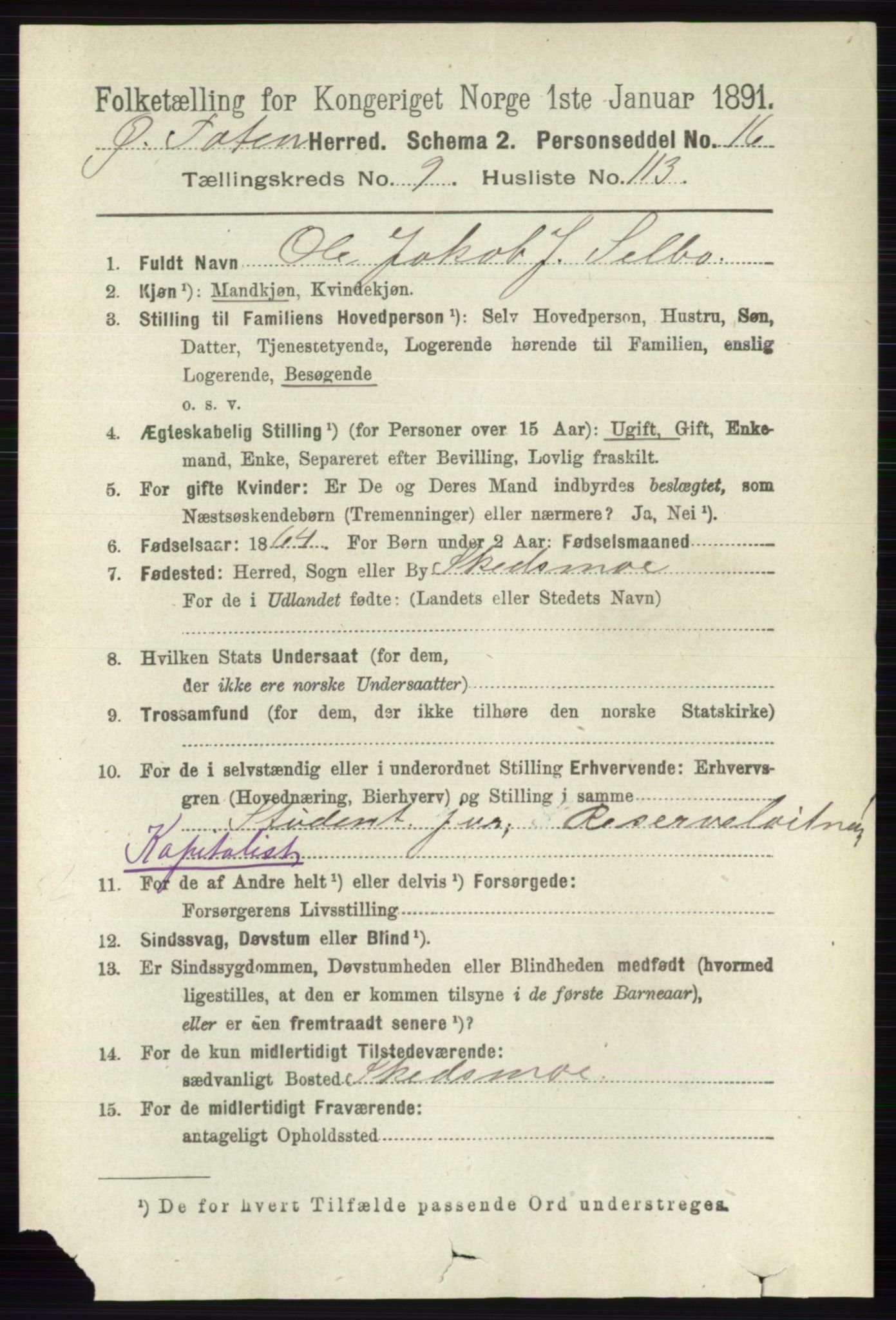 RA, 1891 census for 0528 Østre Toten, 1891, p. 6283