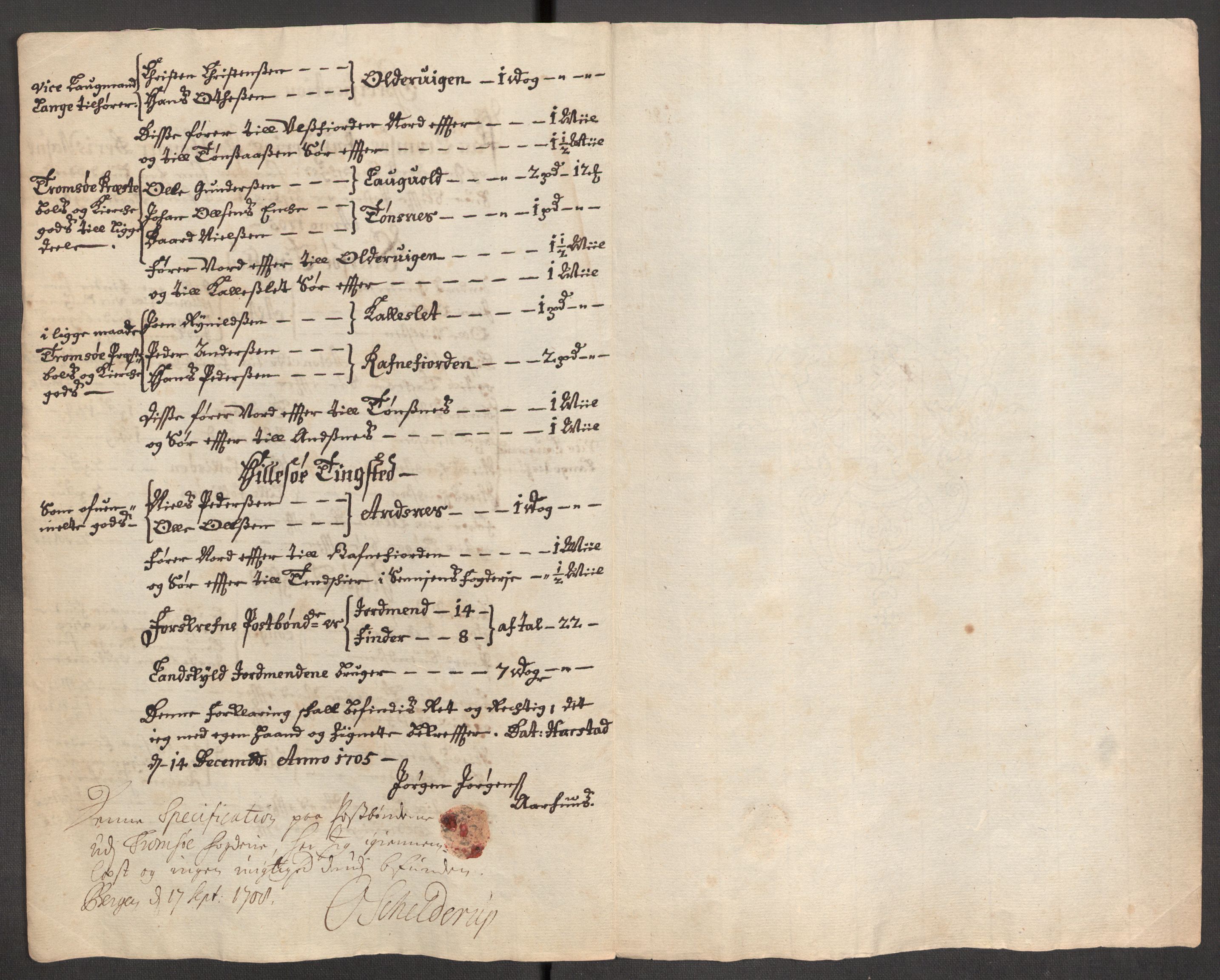 Rentekammeret inntil 1814, Reviderte regnskaper, Fogderegnskap, AV/RA-EA-4092/R68/L4756: Fogderegnskap Senja og Troms, 1705-1707, p. 79