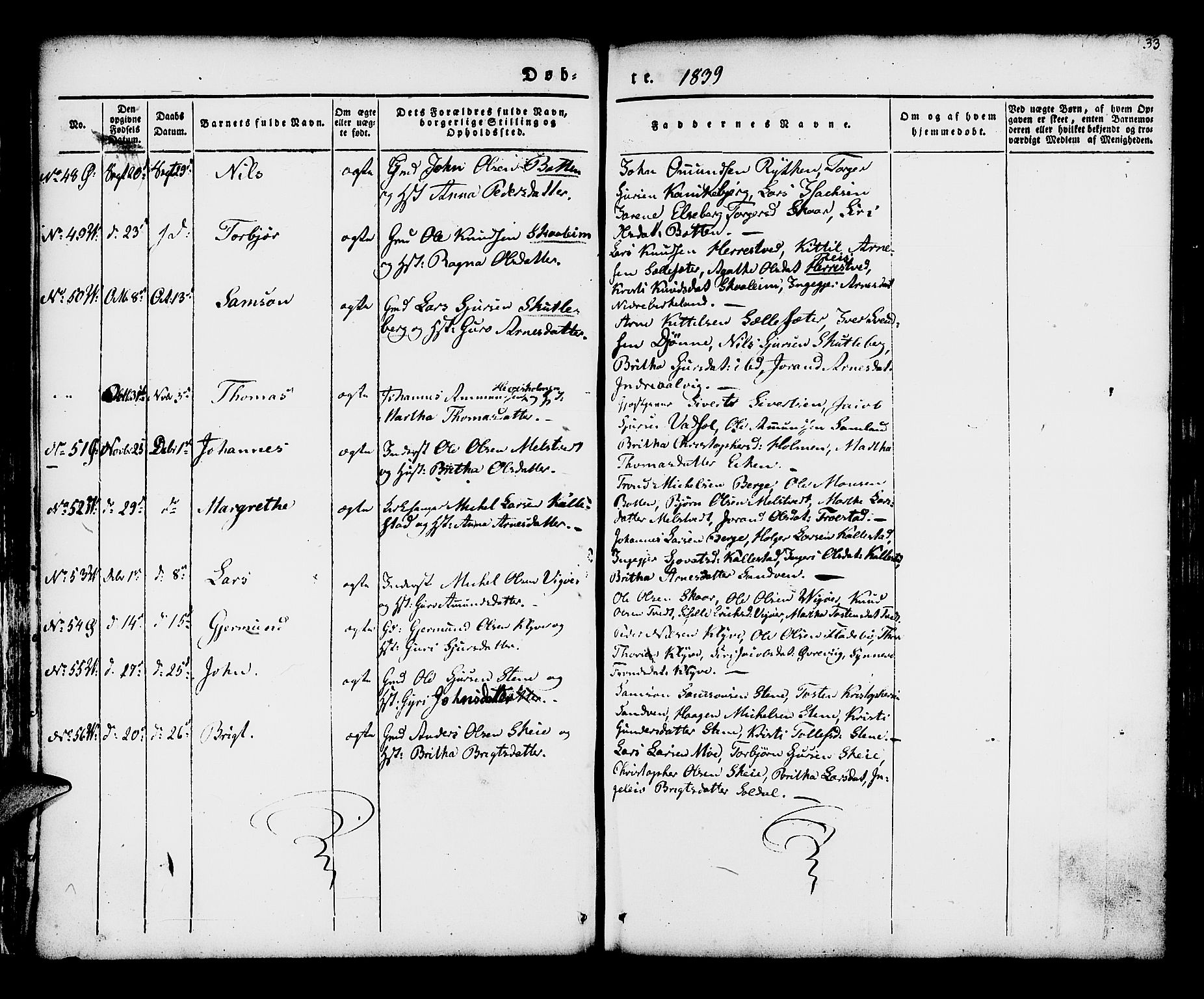 Kvam sokneprestembete, SAB/A-76201/H/Haa: Parish register (official) no. A 7, 1832-1843, p. 33