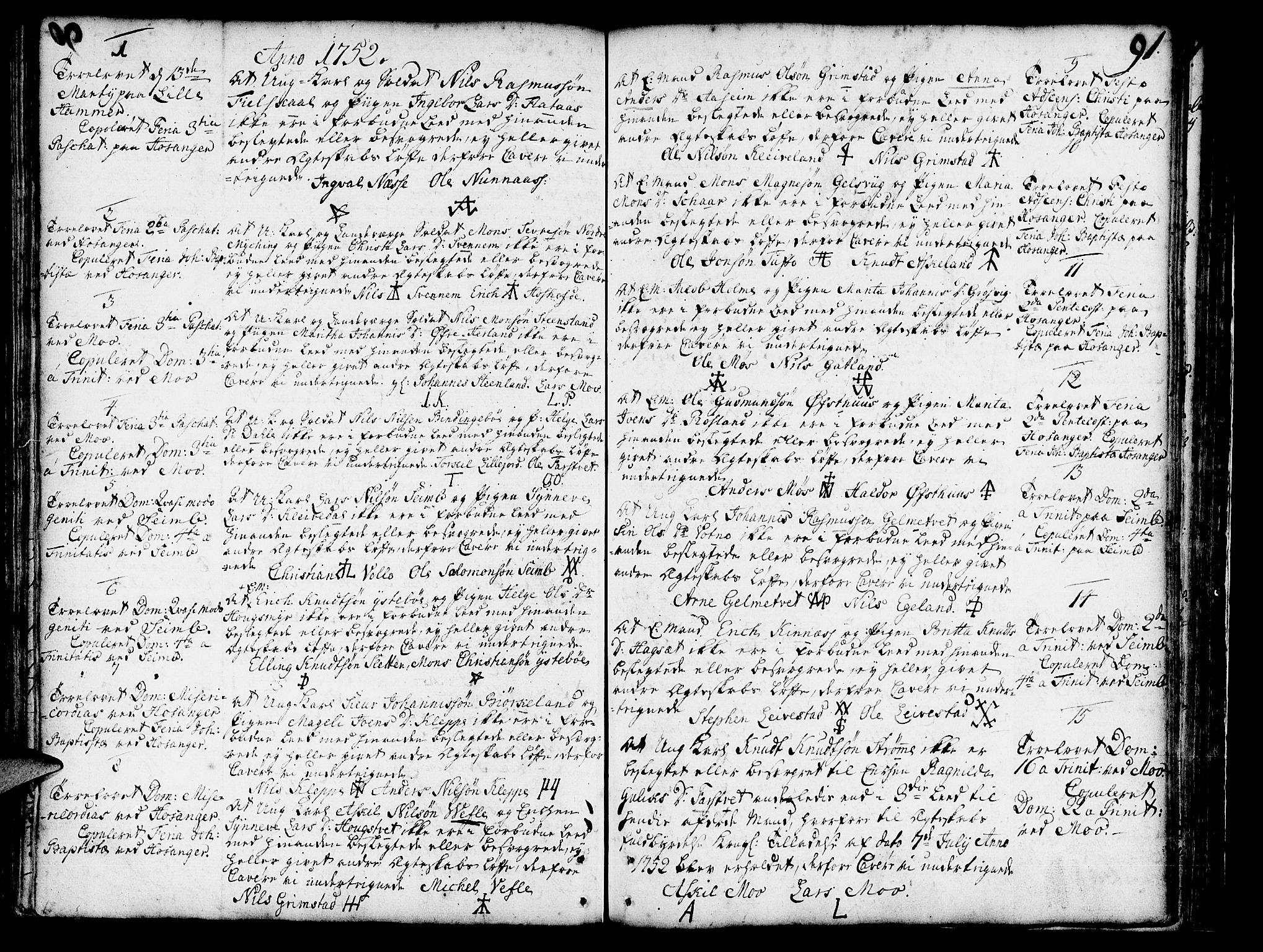 Hosanger sokneprestembete, AV/SAB-A-75801/H/Haa: Parish register (official) no. A 1 /1, 1750-1766, p. 91