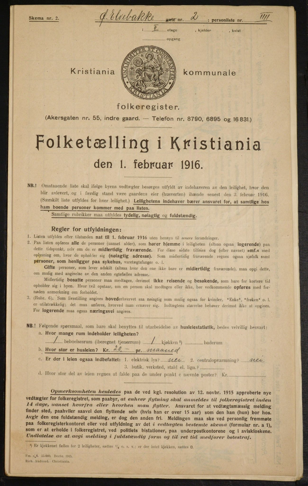 OBA, Municipal Census 1916 for Kristiania, 1916, p. 133098