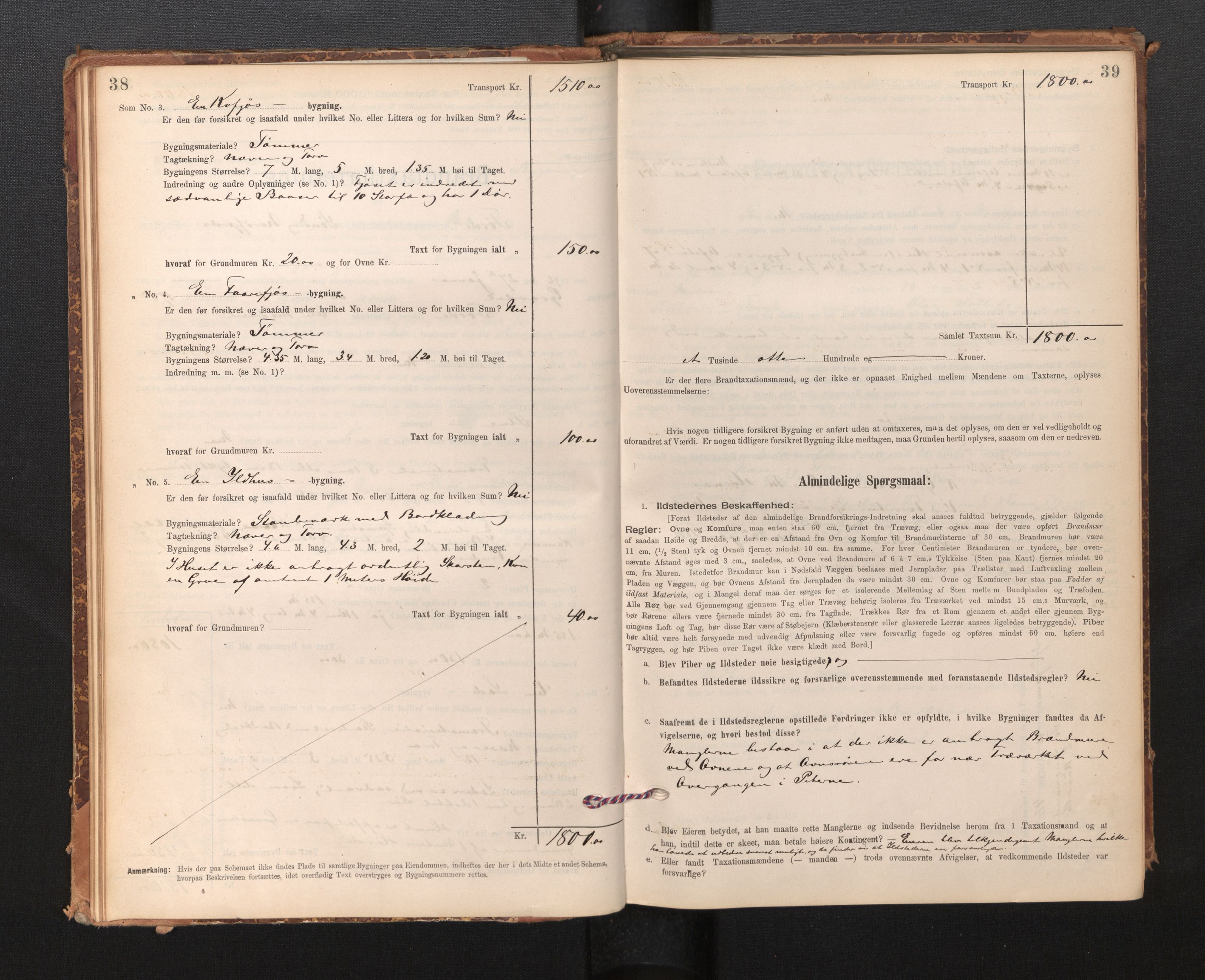 Lensmannen i Førde, AV/SAB-A-27401/0012/L0008: Branntakstprotokoll, skjematakst, 1895-1922, p. 38-39