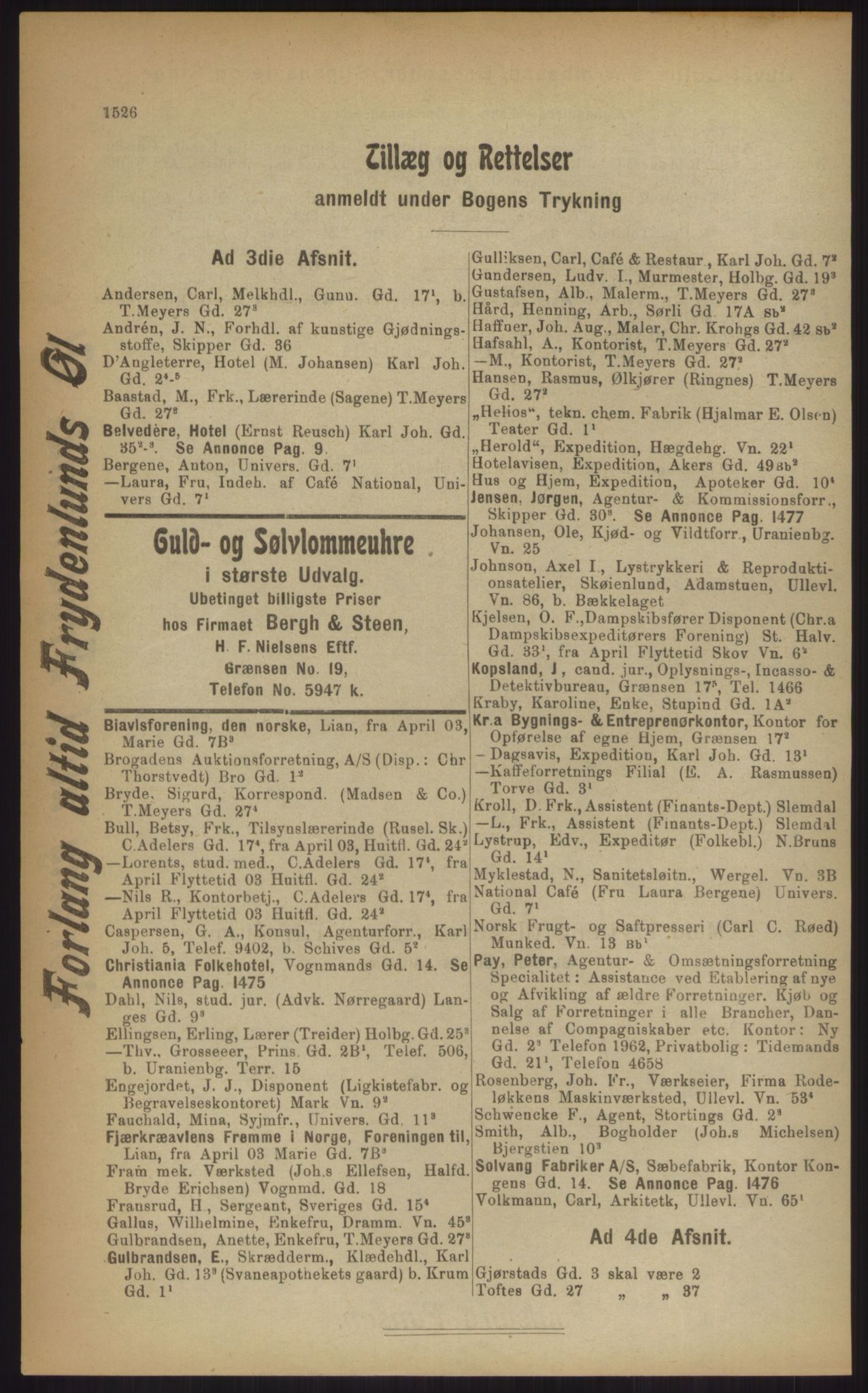 Kristiania/Oslo adressebok, PUBL/-, 1903, p. 1426