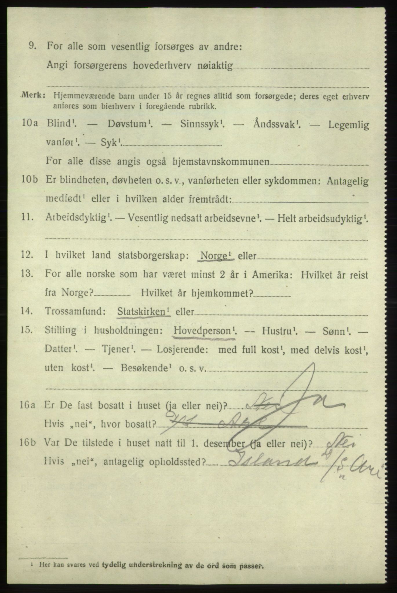 SAB, 1920 census for Fjelberg, 1920, p. 1130