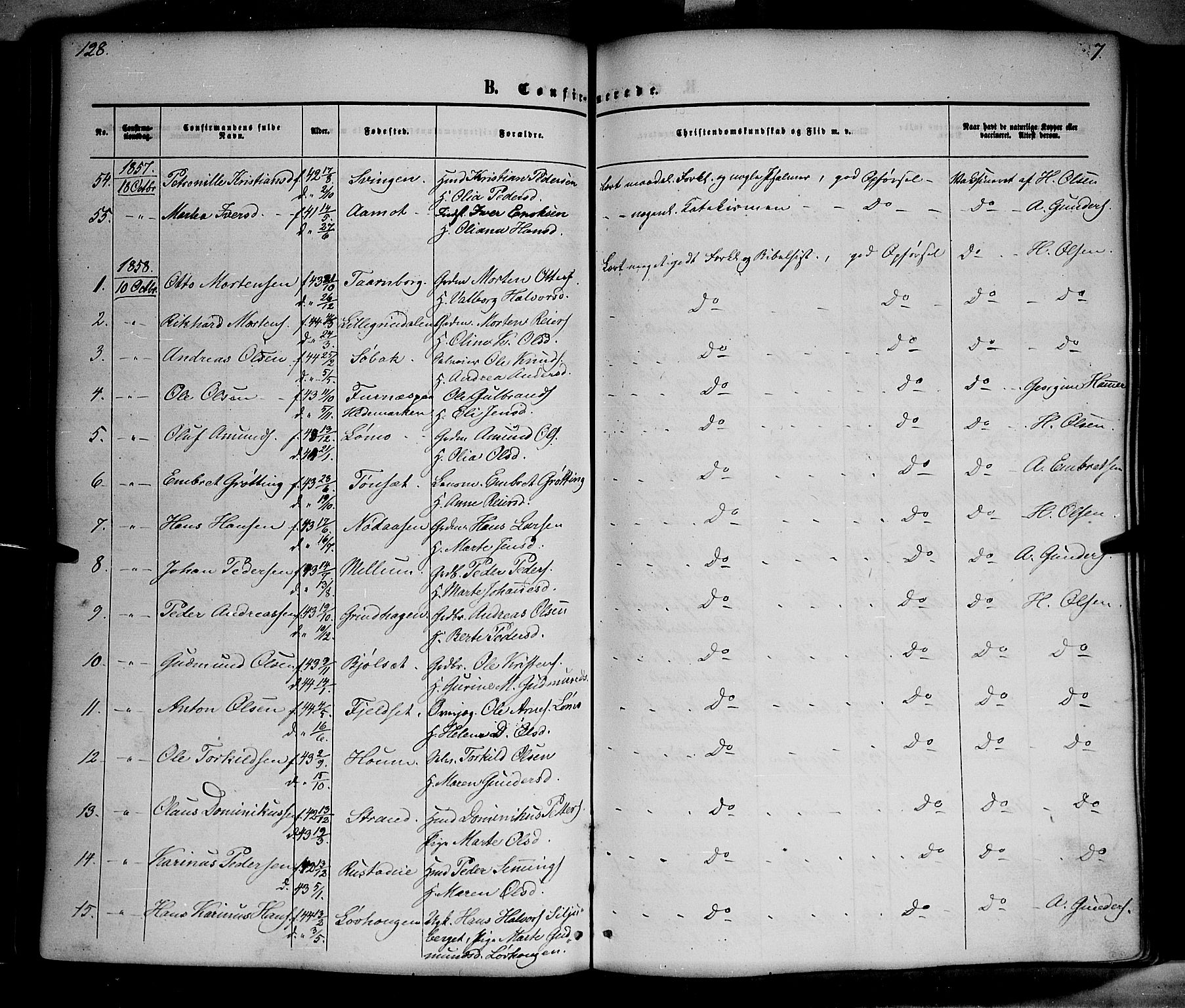 Elverum prestekontor, SAH/PREST-044/H/Ha/Haa/L0010: Parish register (official) no. 10, 1857-1868, p. 128