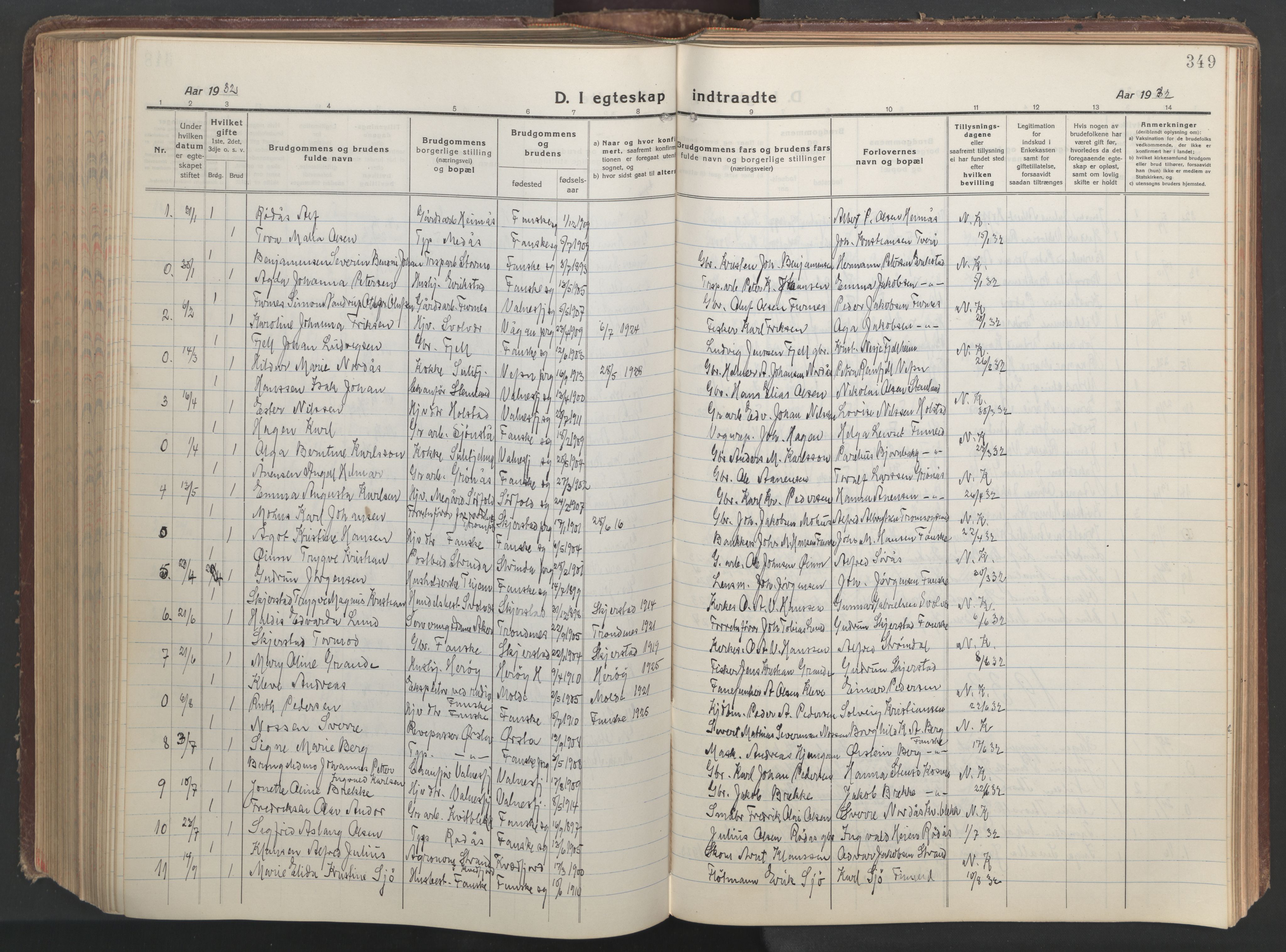 Ministerialprotokoller, klokkerbøker og fødselsregistre - Nordland, AV/SAT-A-1459/849/L0700: Parish register (copy) no. 849C01, 1919-1946, p. 349