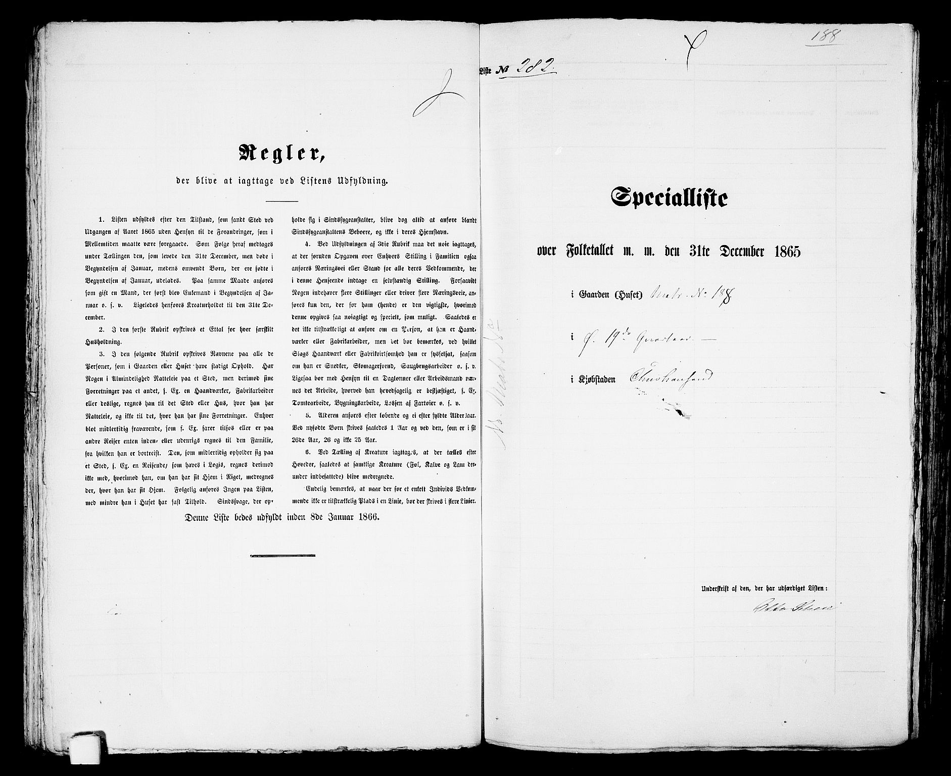 RA, 1865 census for Kristiansand, 1865, p. 586