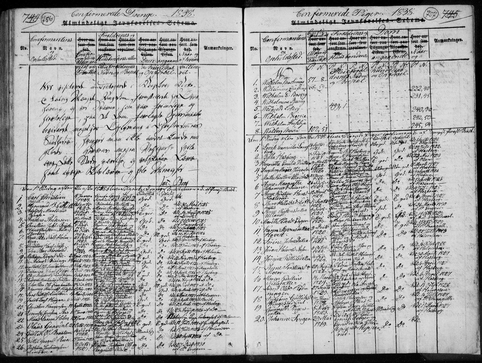 Kongsberg kirkebøker, AV/SAKO-A-22/F/Fa/L0008: Parish register (official) no. I 8, 1816-1839, p. 756-757