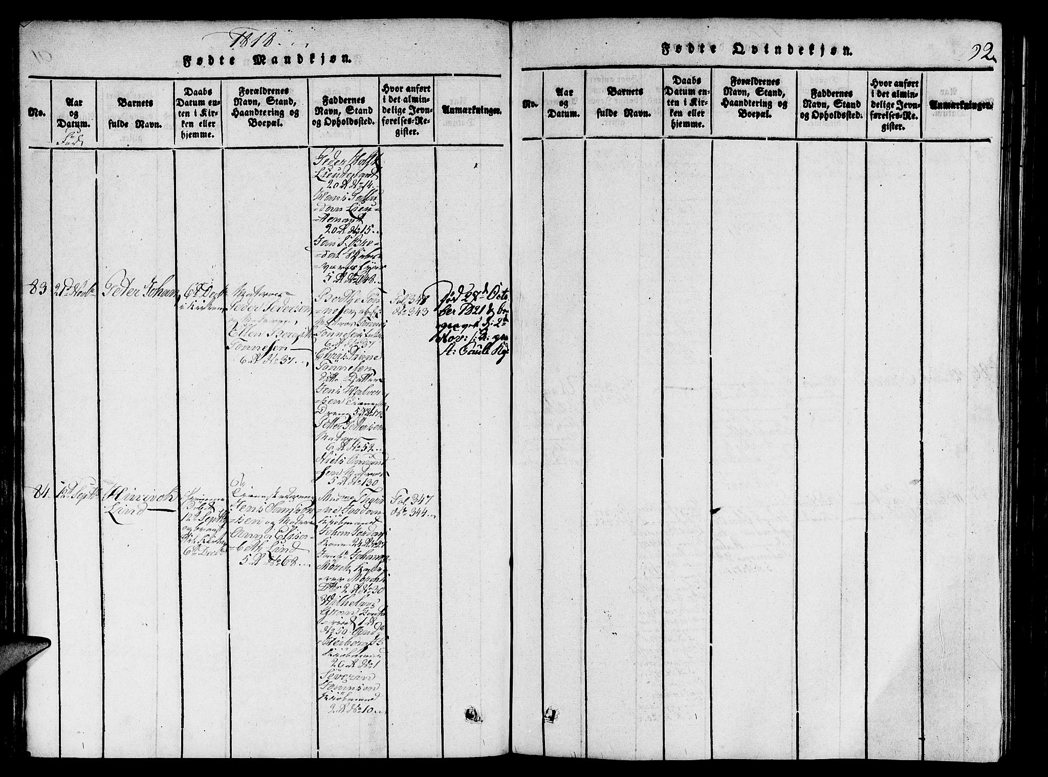 Nykirken Sokneprestembete, AV/SAB-A-77101/H/Hab/L0003: Parish register (copy) no. A 4, 1816-1821, p. 92