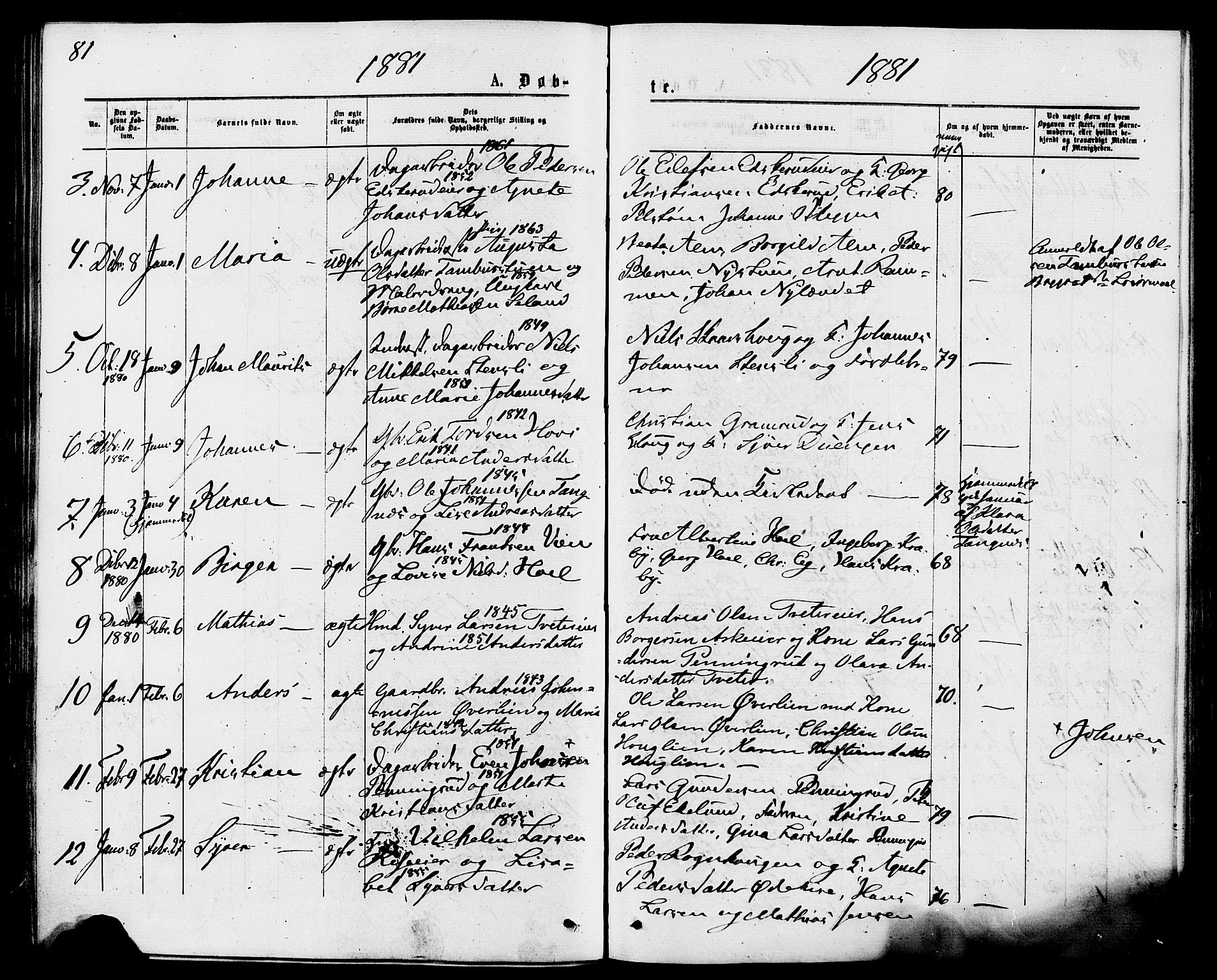 Nes prestekontor, Hedmark, AV/SAH-PREST-020/K/Ka/L0005: Parish register (official) no. 5, 1872-1886, p. 81