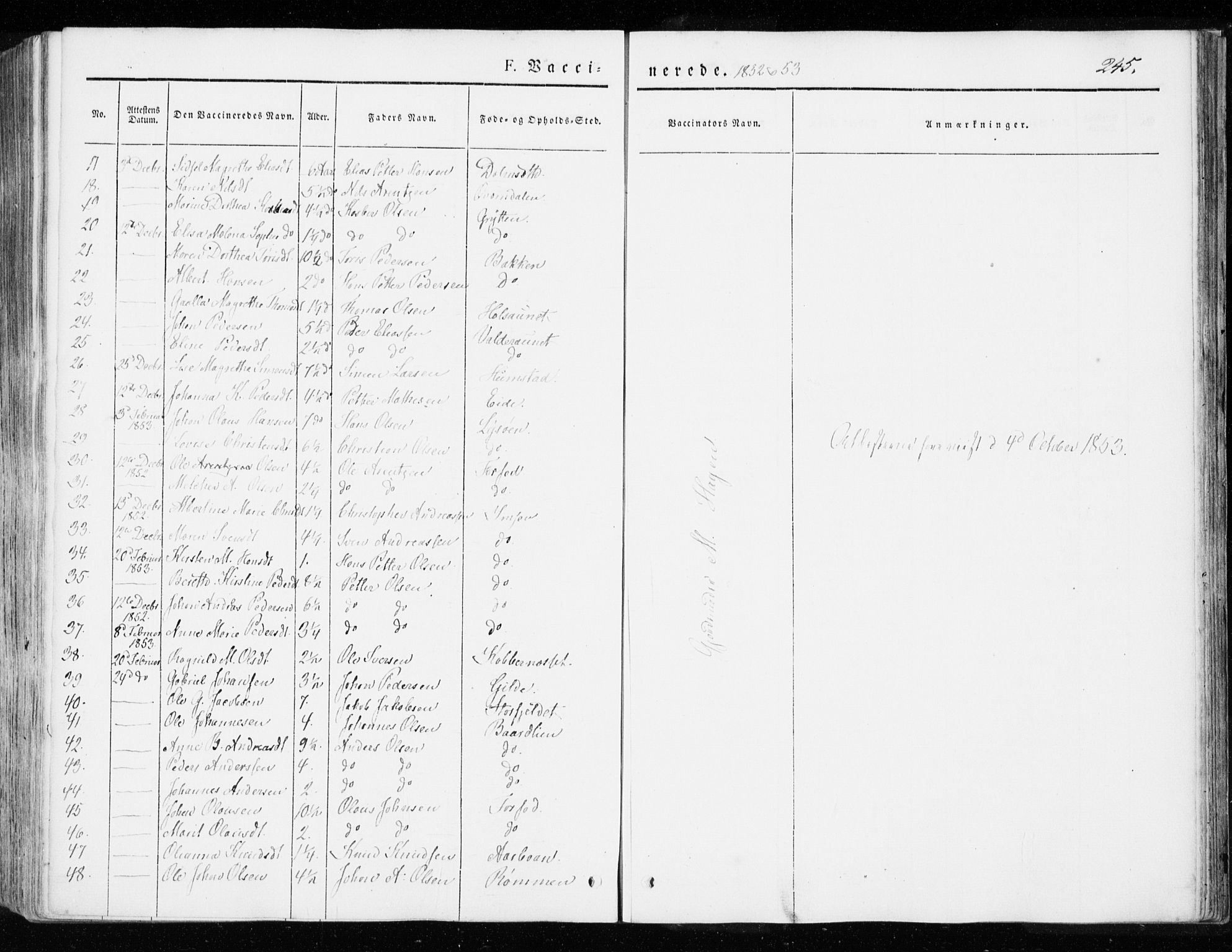 Ministerialprotokoller, klokkerbøker og fødselsregistre - Sør-Trøndelag, SAT/A-1456/655/L0677: Parish register (official) no. 655A06, 1847-1860, p. 245