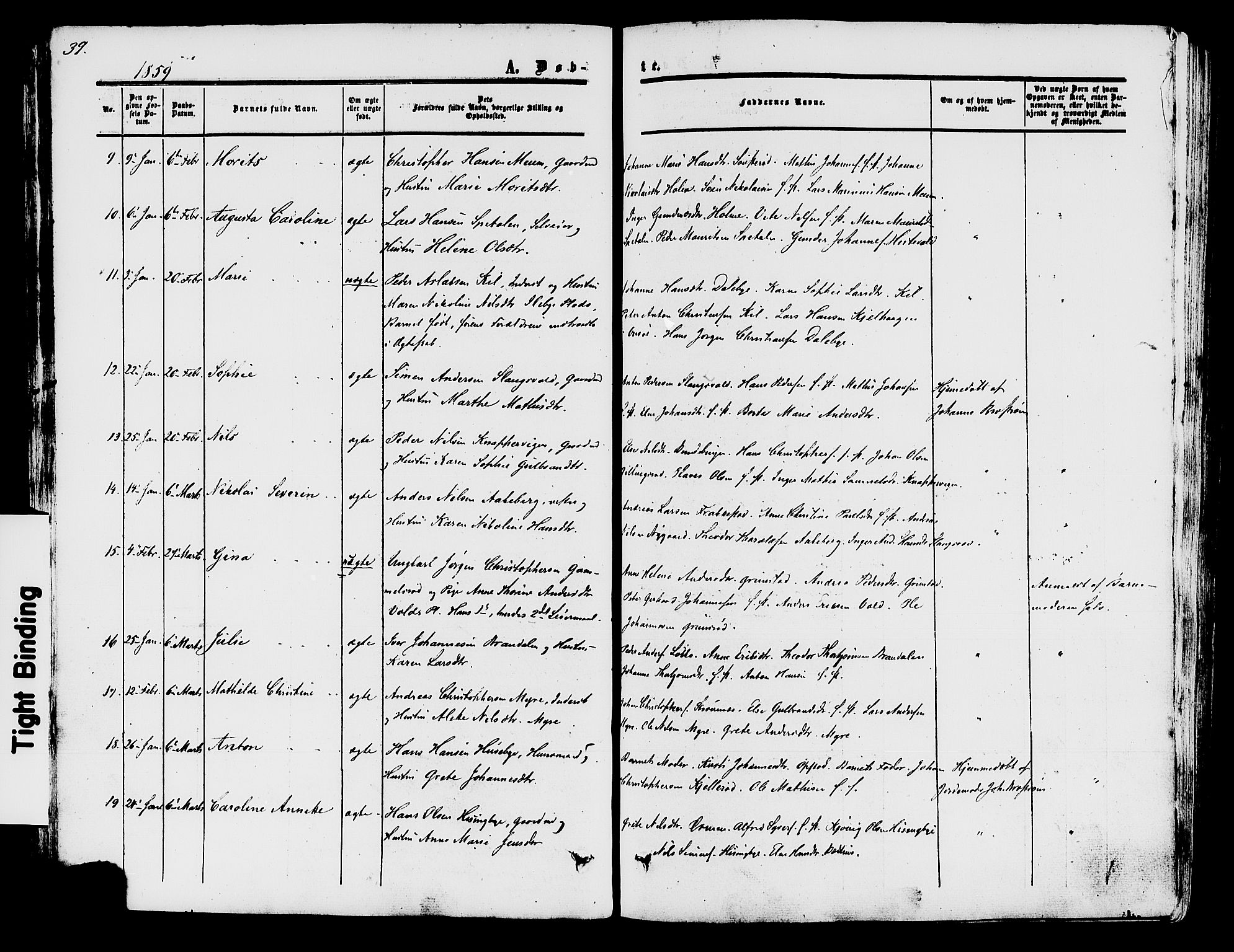 Råde prestekontor kirkebøker, AV/SAO-A-2009/F/Fa/L0006: Parish register (official) no. 6, 1854-1877, p. 39