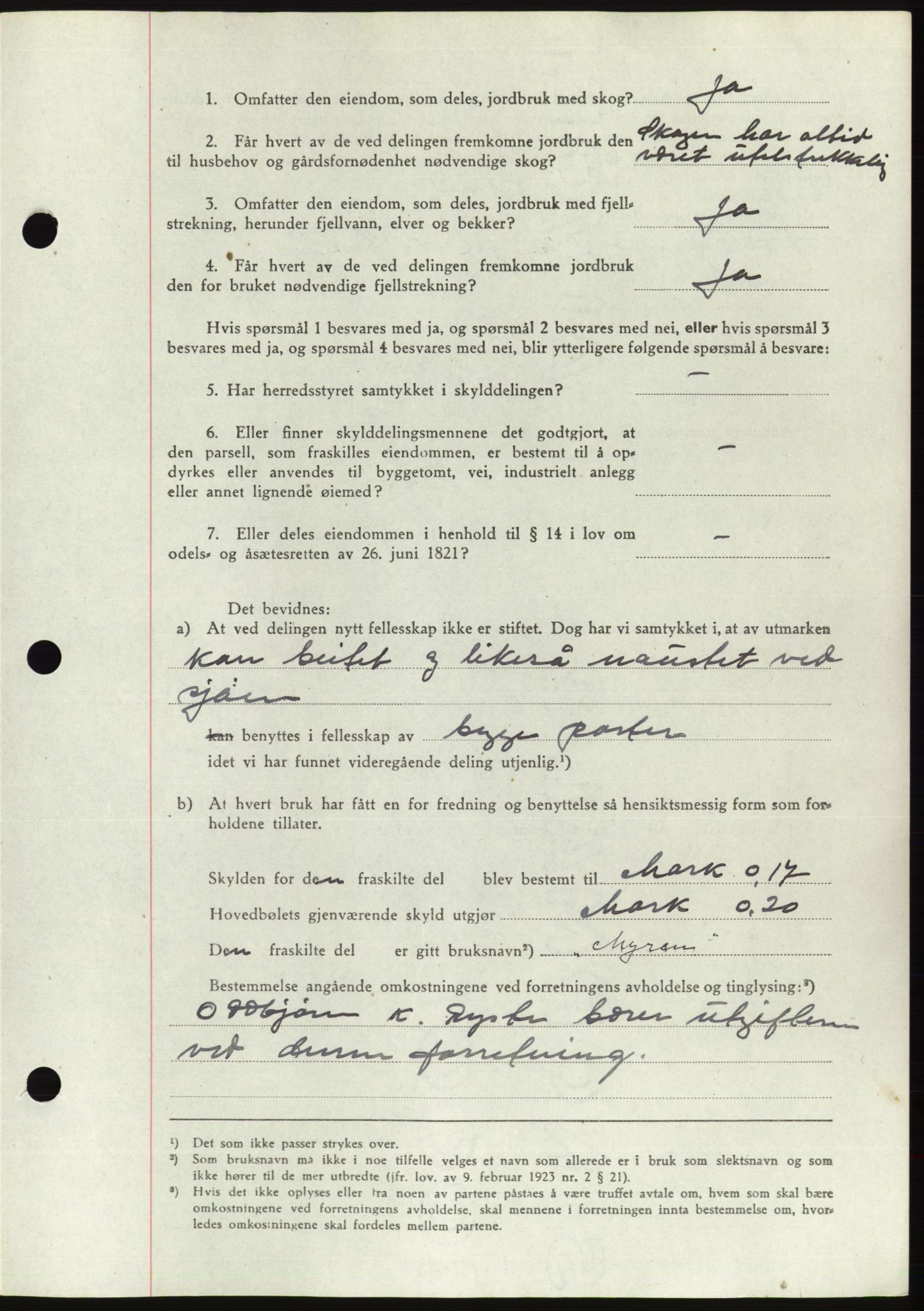 Søre Sunnmøre sorenskriveri, AV/SAT-A-4122/1/2/2C/L0076: Mortgage book no. 2A, 1943-1944, Diary no: : 988/1944