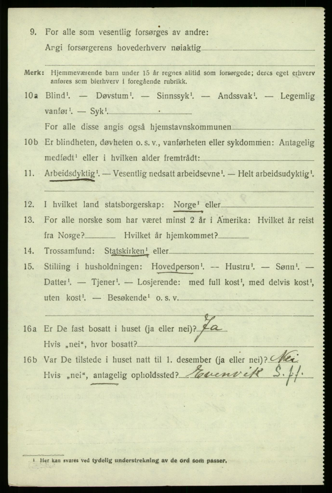 SAB, 1920 census for Herdla, 1920, p. 6846