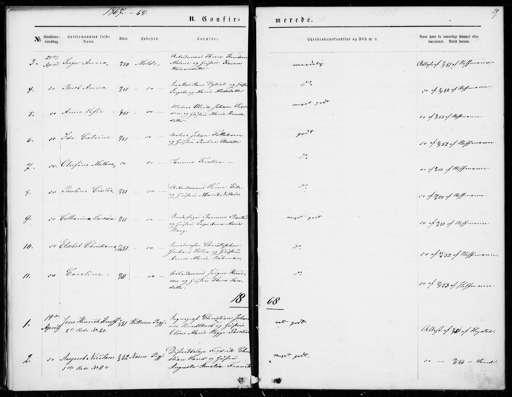 Ministerialprotokoller, klokkerbøker og fødselsregistre - Møre og Romsdal, SAT/A-1454/558/L0690: Parish register (official) no. 558A04, 1864-1872, p. 29