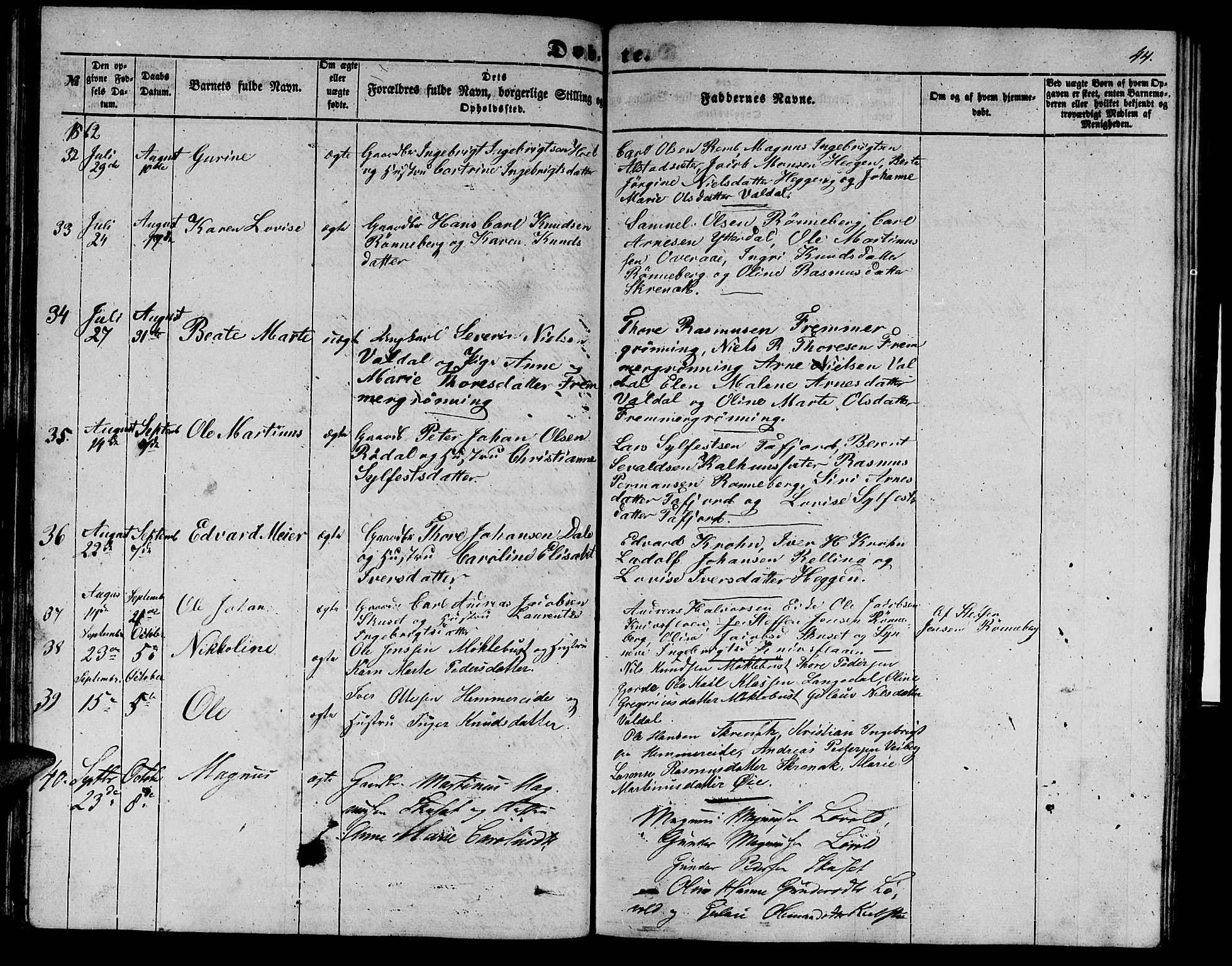 Ministerialprotokoller, klokkerbøker og fødselsregistre - Møre og Romsdal, AV/SAT-A-1454/519/L0261: Parish register (copy) no. 519C02, 1854-1867, p. 44