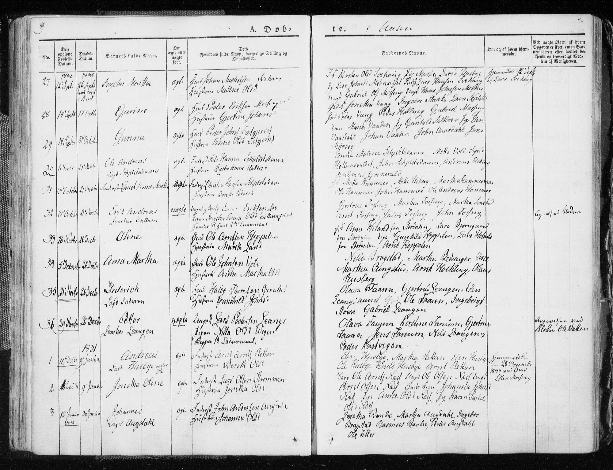 Ministerialprotokoller, klokkerbøker og fødselsregistre - Nord-Trøndelag, SAT/A-1458/713/L0114: Parish register (official) no. 713A05, 1827-1839, p. 89