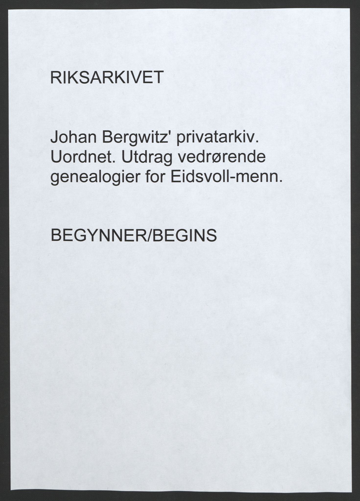 Bergwitz, Johan Kielland, RA/PA-0791/F/Fb/L0007: --, p. 1