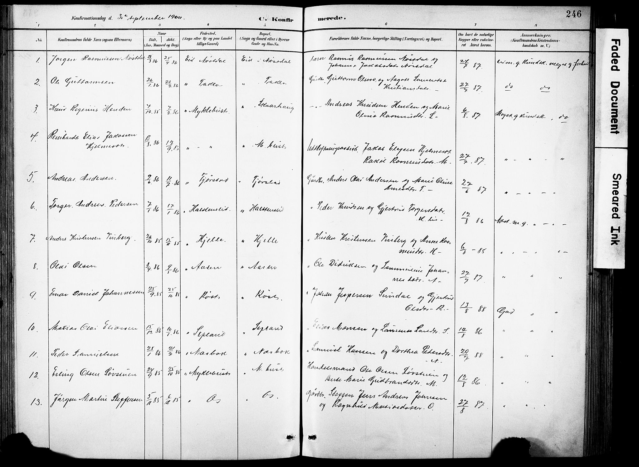 Eid sokneprestembete, SAB/A-82301/H/Hab/Habb/L0002: Parish register (copy) no. B 2, 1882-1907, p. 246