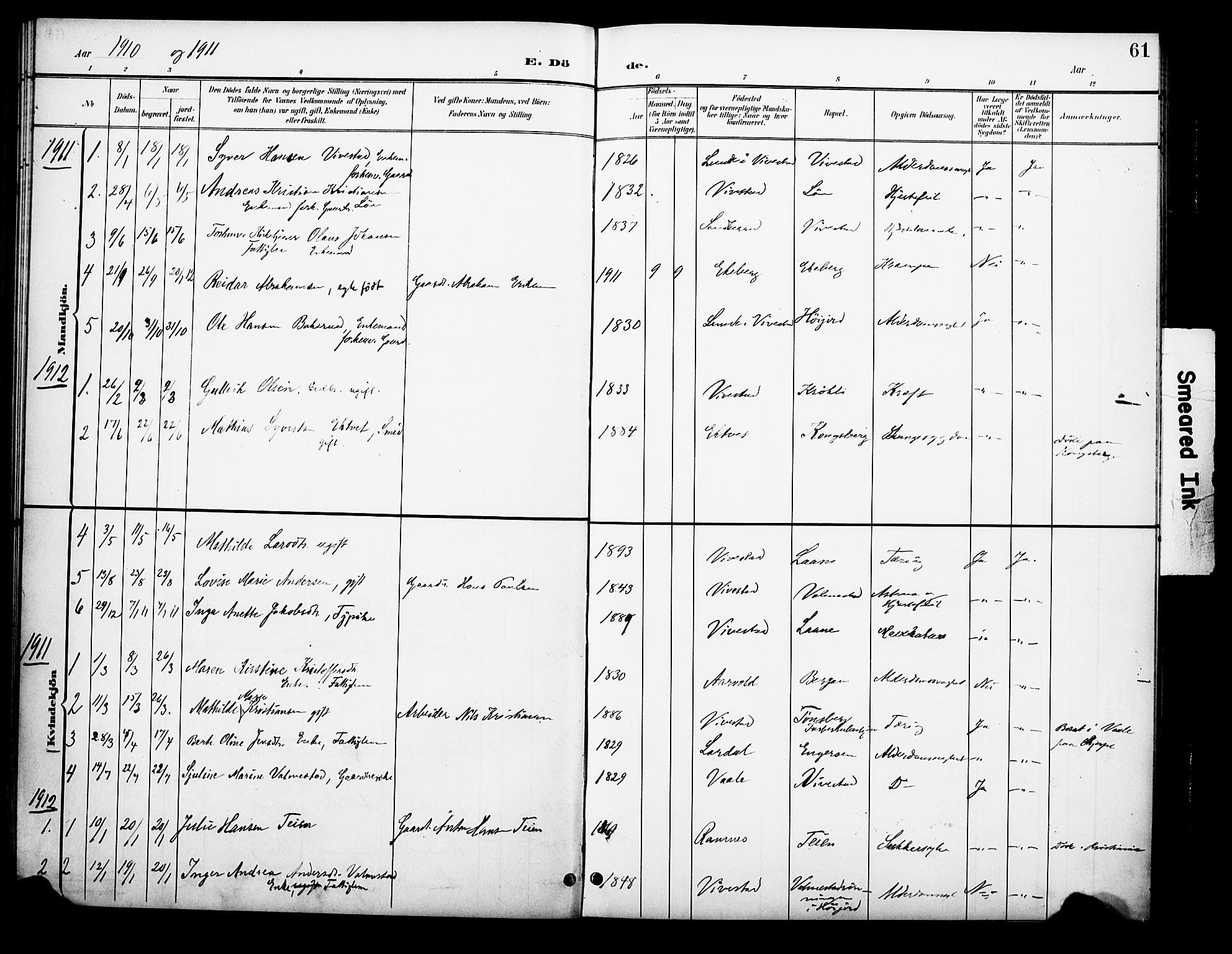 Ramnes kirkebøker, AV/SAKO-A-314/F/Fc/L0002: Parish register (official) no. III 2, 1900-1914, p. 61