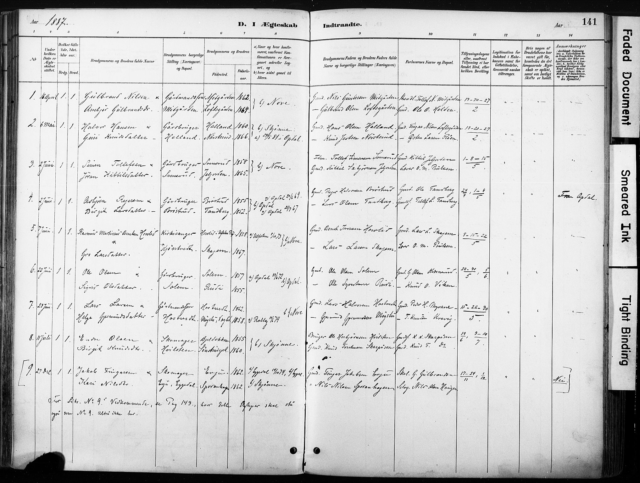 Nore kirkebøker, SAKO/A-238/F/Fb/L0002: Parish register (official) no. II 2, 1886-1906, p. 141
