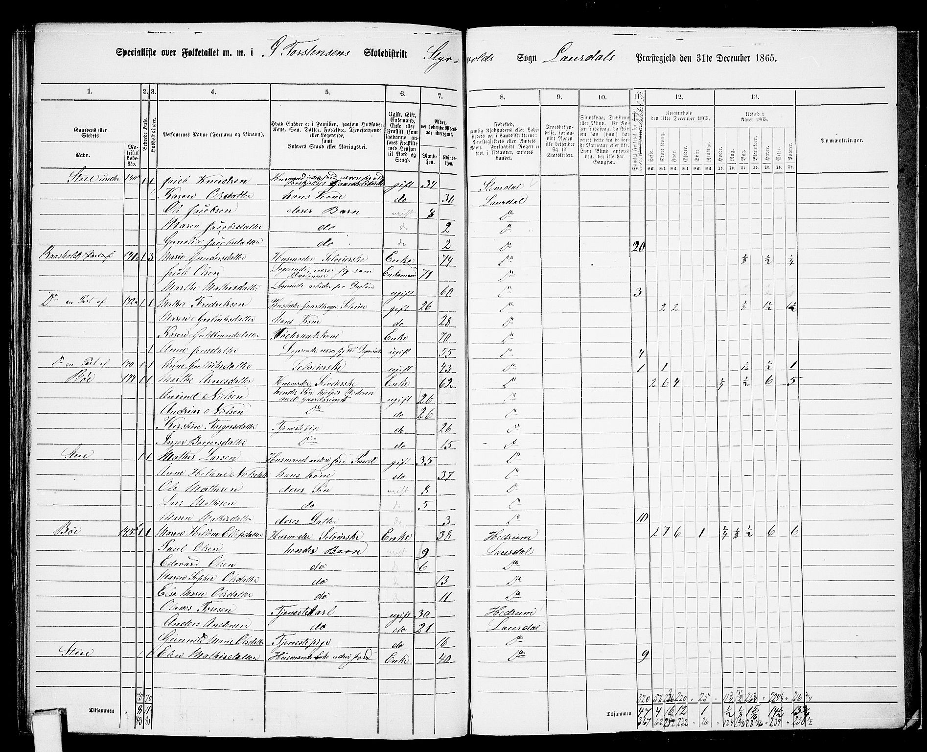 RA, 1865 census for Lardal, 1865, p. 103