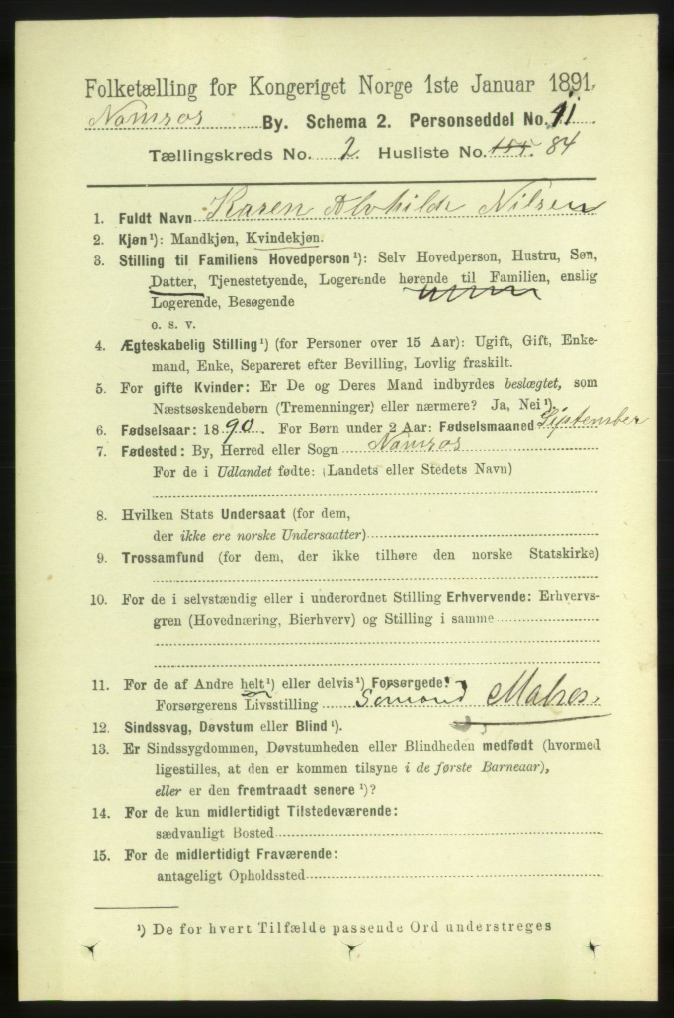 RA, 1891 census for 1703 Namsos, 1891, p. 1351