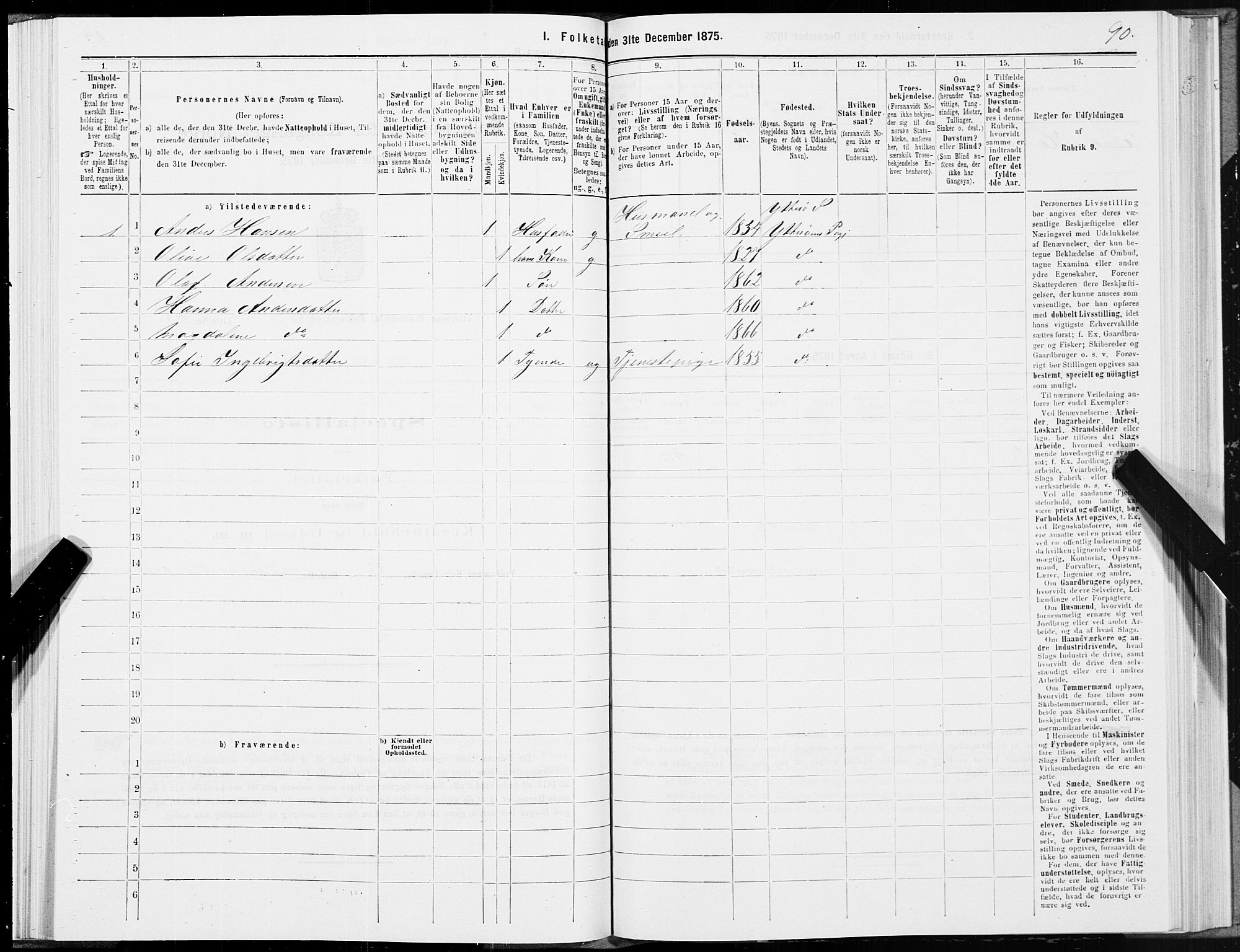 SAT, 1875 census for 1722P Ytterøy, 1875, p. 1090