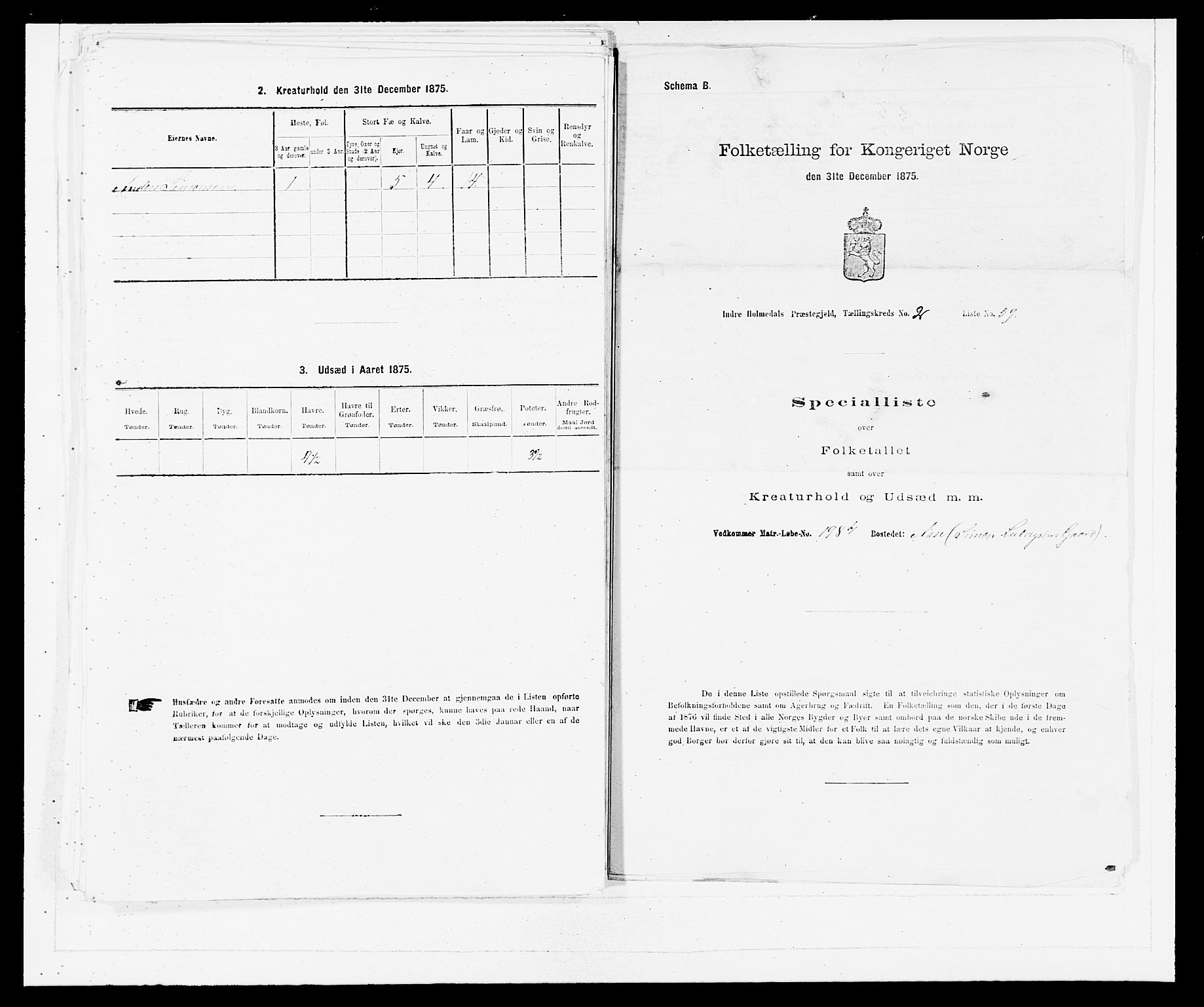 SAB, 1875 census for 1430P Indre Holmedal, 1875, p. 286