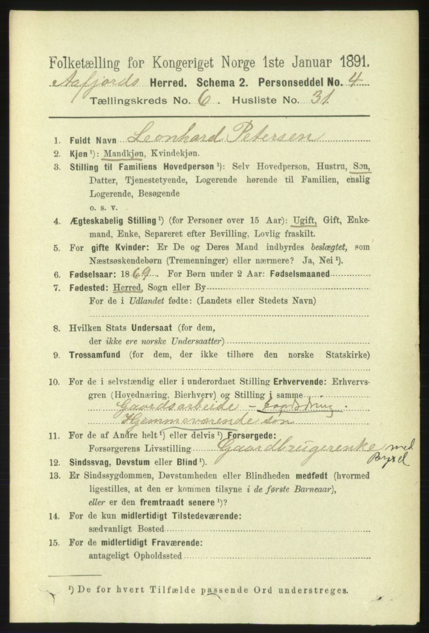 RA, 1891 census for 1630 Åfjord, 1891, p. 1664