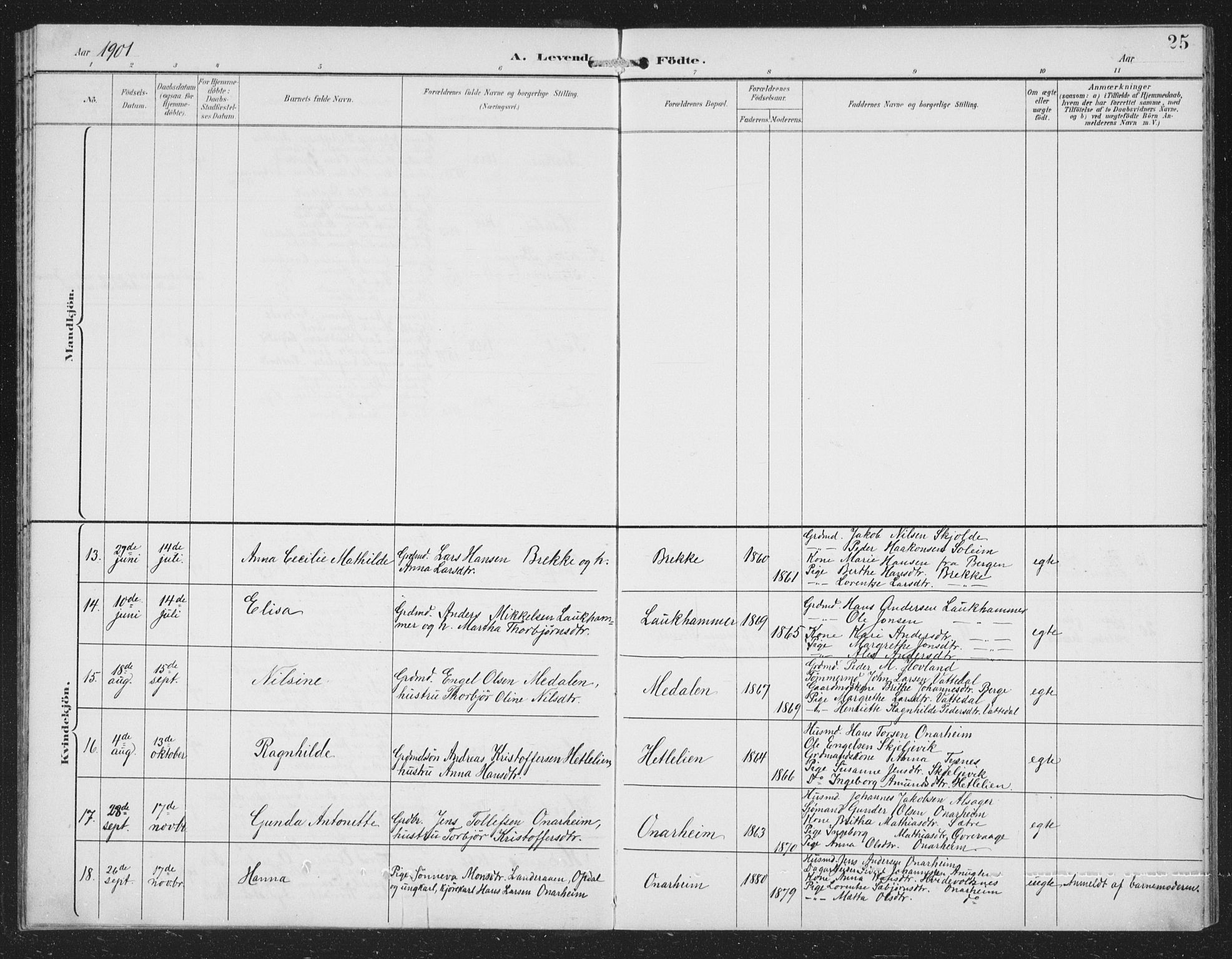 Tysnes sokneprestembete, AV/SAB-A-78601/H/Hab: Parish register (copy) no. C 2, 1896-1907, p. 25