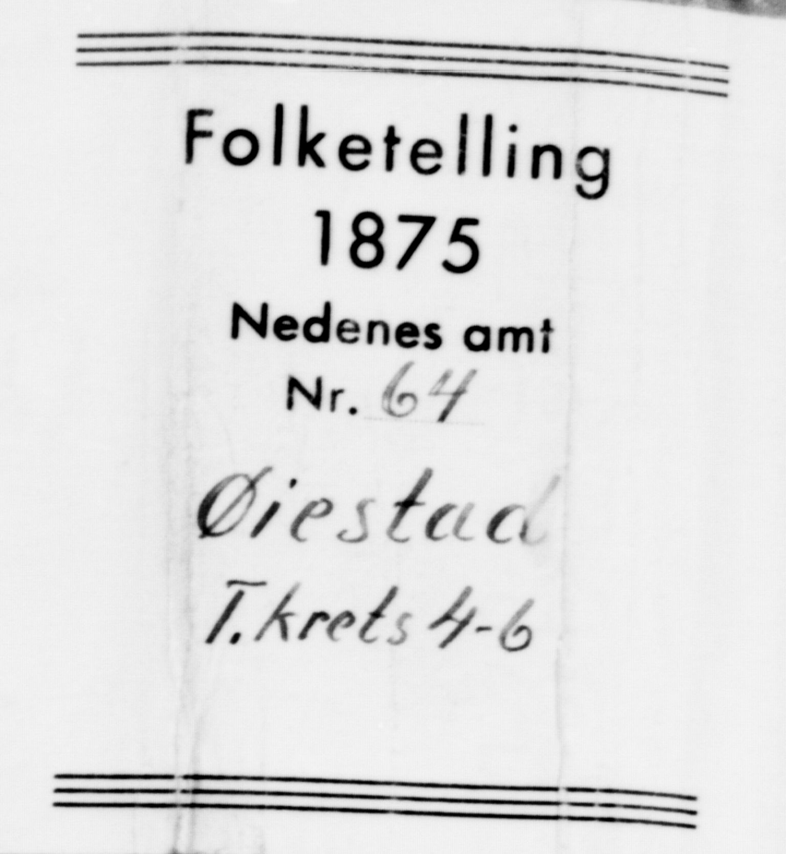 SAK, 1875 census for 0920P Øyestad, 1875, p. 428