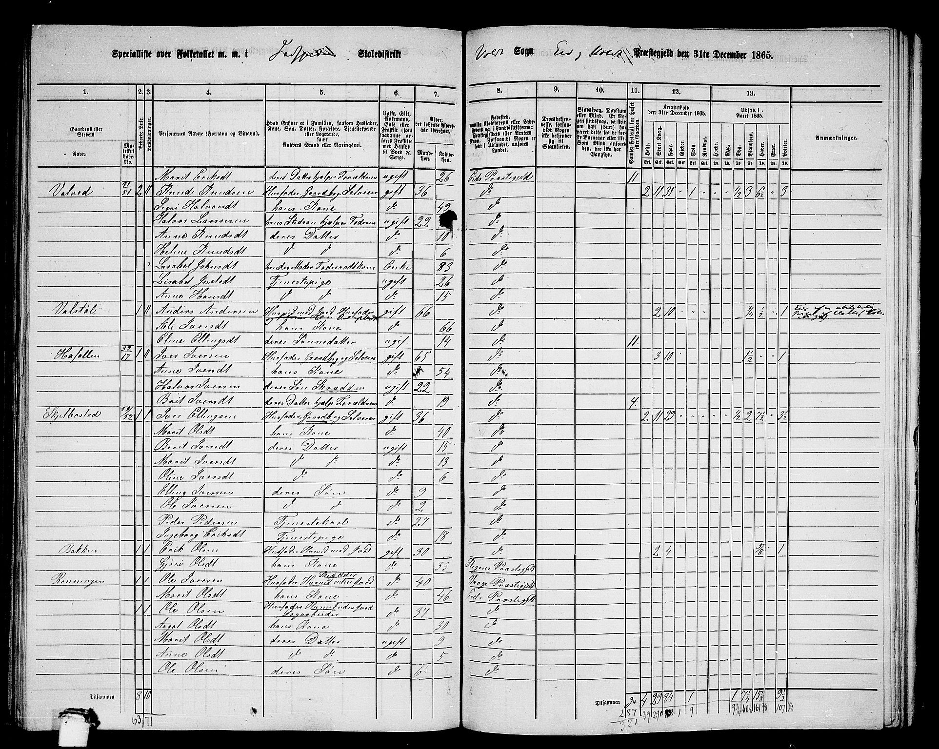 RA, 1865 census for Eid og Vold, 1865, p. 42